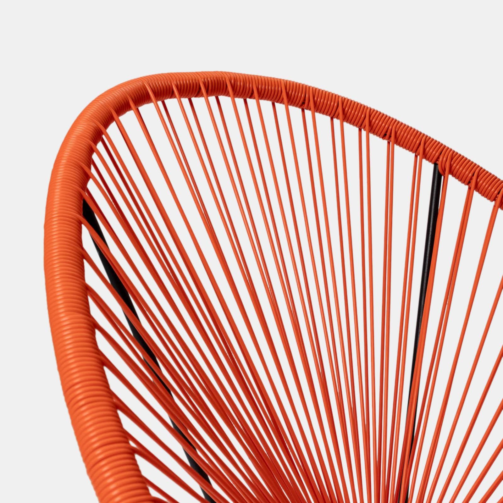 Set relax da salotto con 2 poltrone e tavolino rotondo 50 cm in acciaio e corda arancione - Kalimba