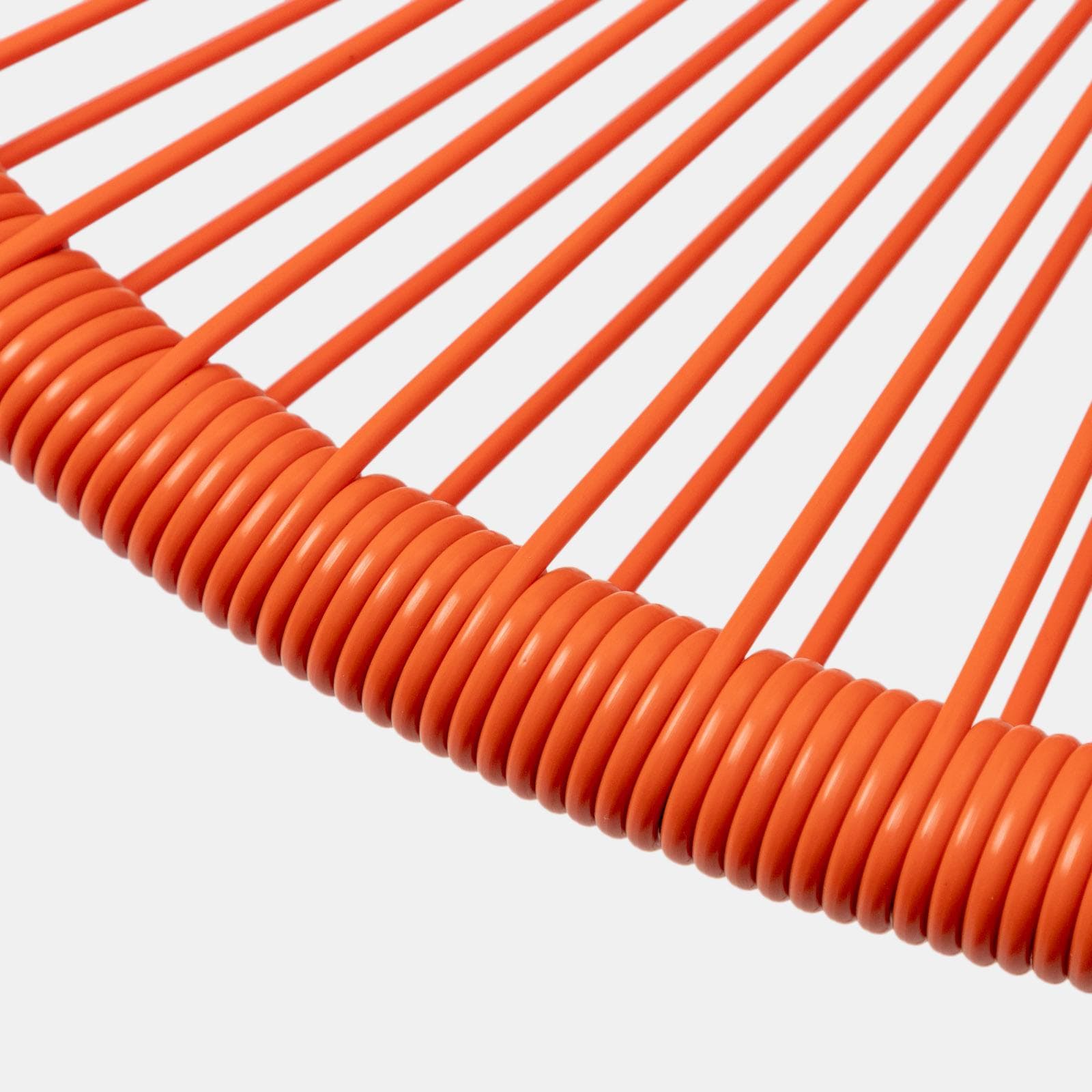 Set relax da salotto con 2 poltrone e tavolino rotondo 50 cm in acciaio e corda arancione - Kalimba