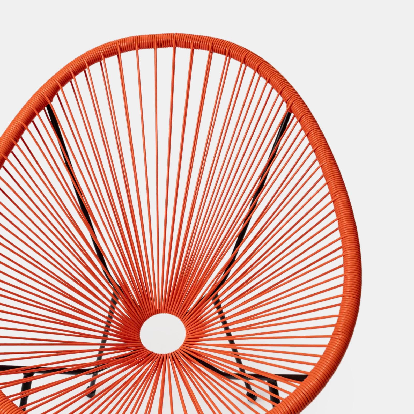 Set relax da salotto con 2 poltrone e tavolino rotondo 50 cm in acciaio e corda arancione - Kalimba