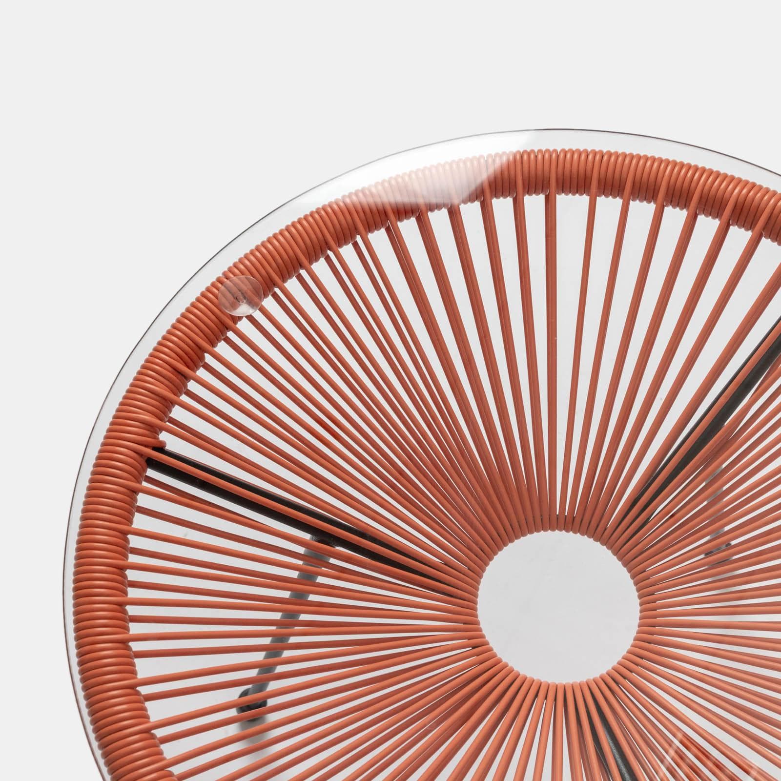 Set relax da salotto con 2 poltrone e tavolino rotondo 50 cm in acciaio e corda arancione - Kalimba