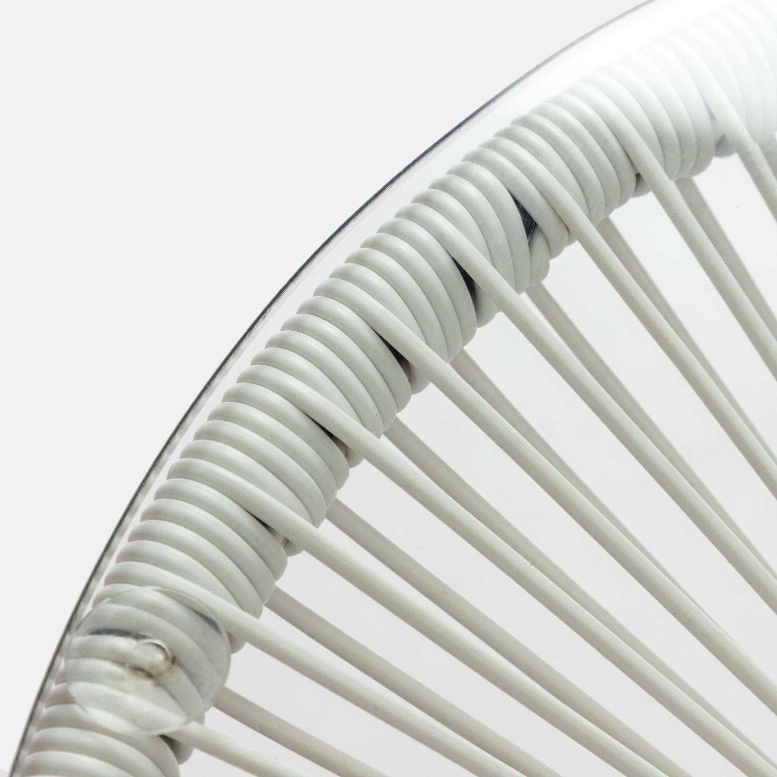 Set relax da salotto con 2 poltrone e tavolino rotondo 50 cm in acciaio e corda bianco - Kalimba