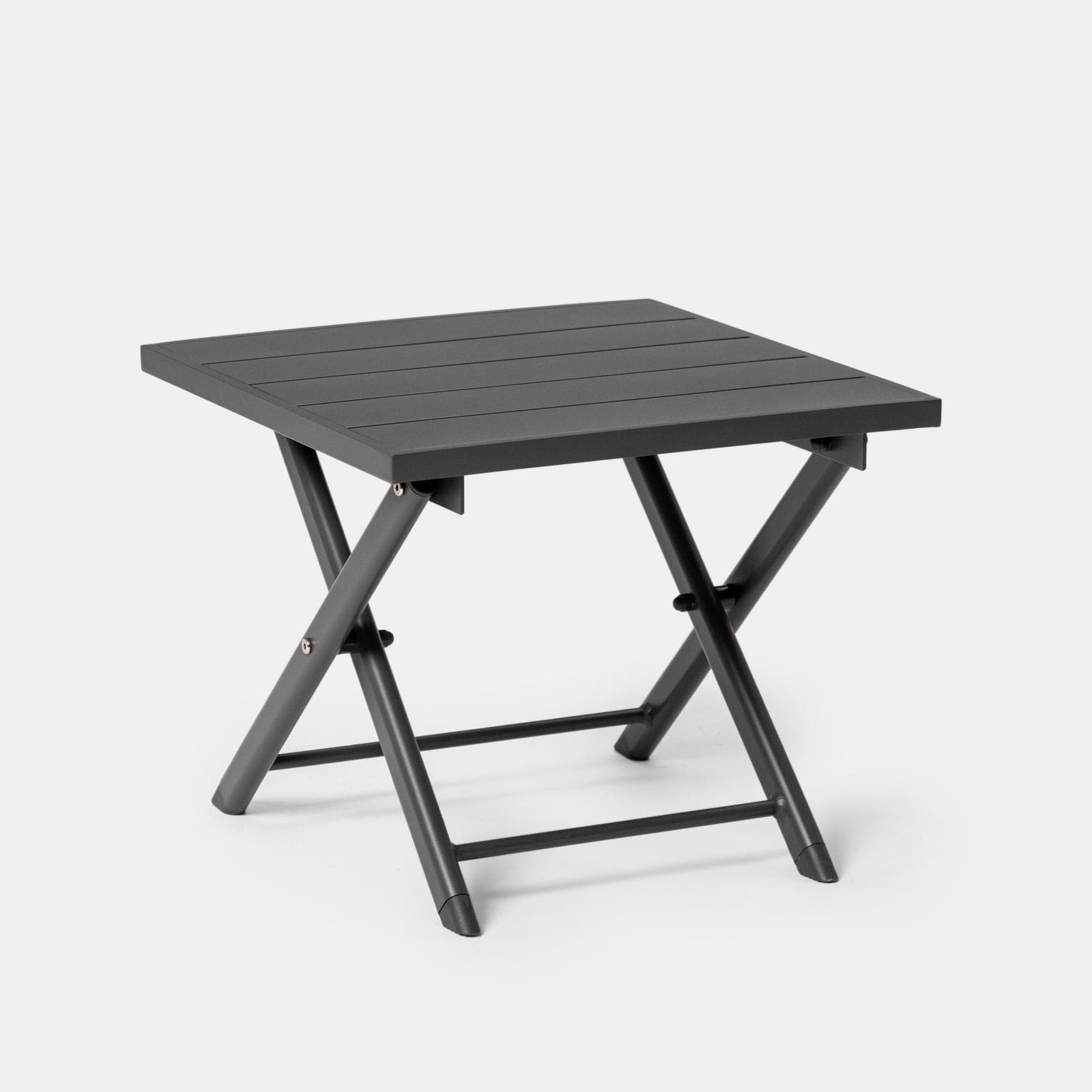 Set relax due poltrone in textilene e tavolino da caffè 44x43 cm in alluminio antracite - Jonit