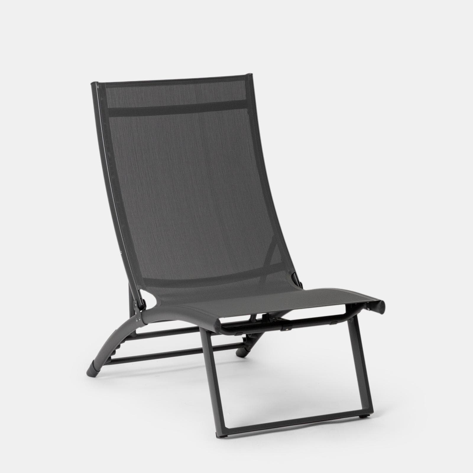 Set relax due poltrone in textilene e tavolino da caffè 44x43 cm in alluminio antracite - Jonit