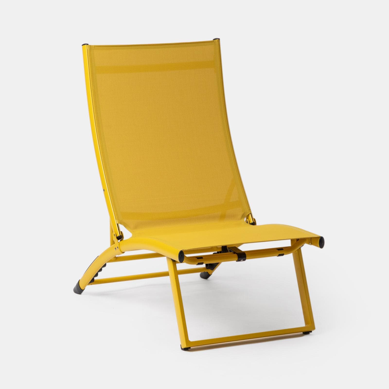 Set relax due poltrone in textilene e tavolino da caffè 44x43 cm in alluminio senape - Jonit