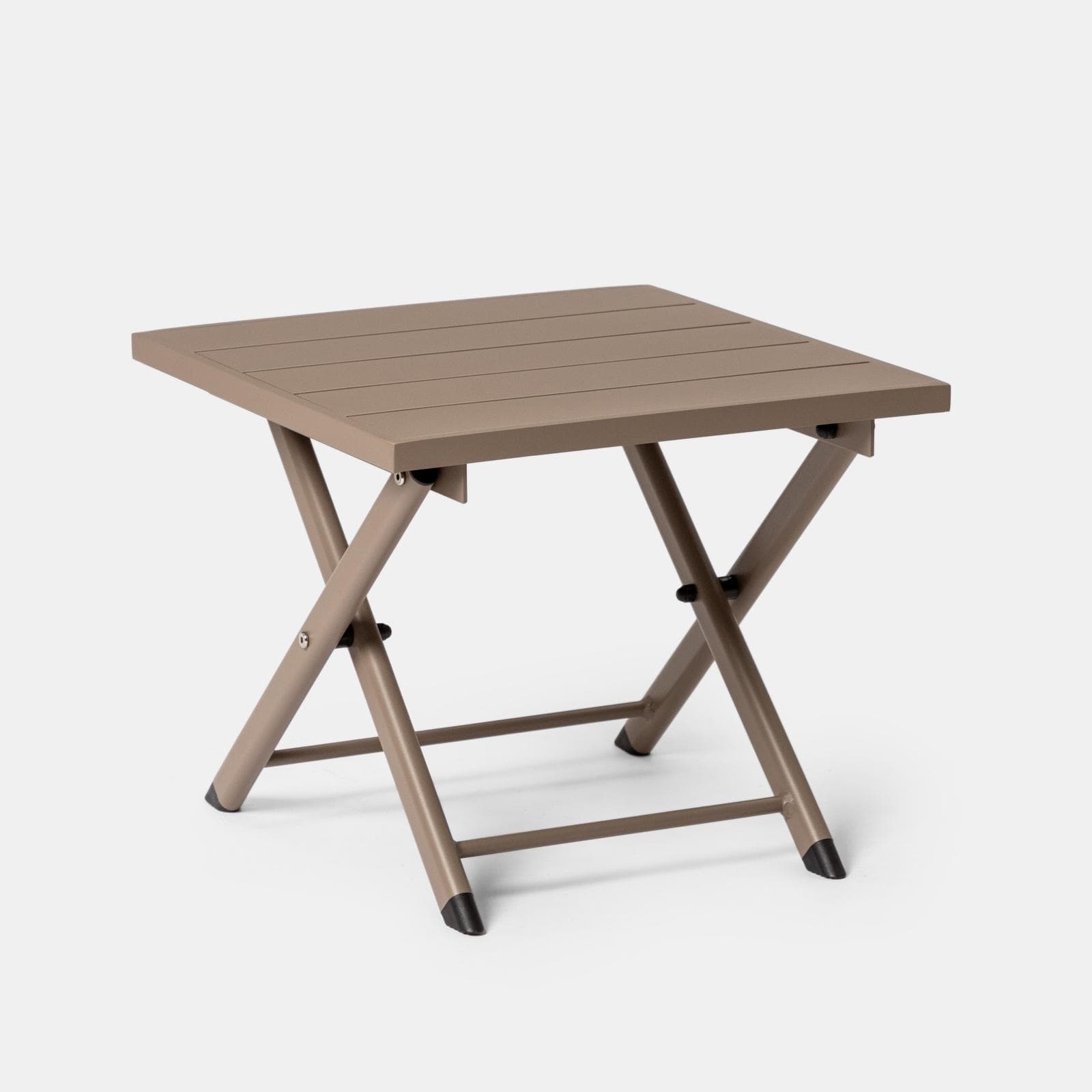 Set relax due poltrone in textilene e tavolino da caffè 44x43 cm in alluminio tortora - Jonit