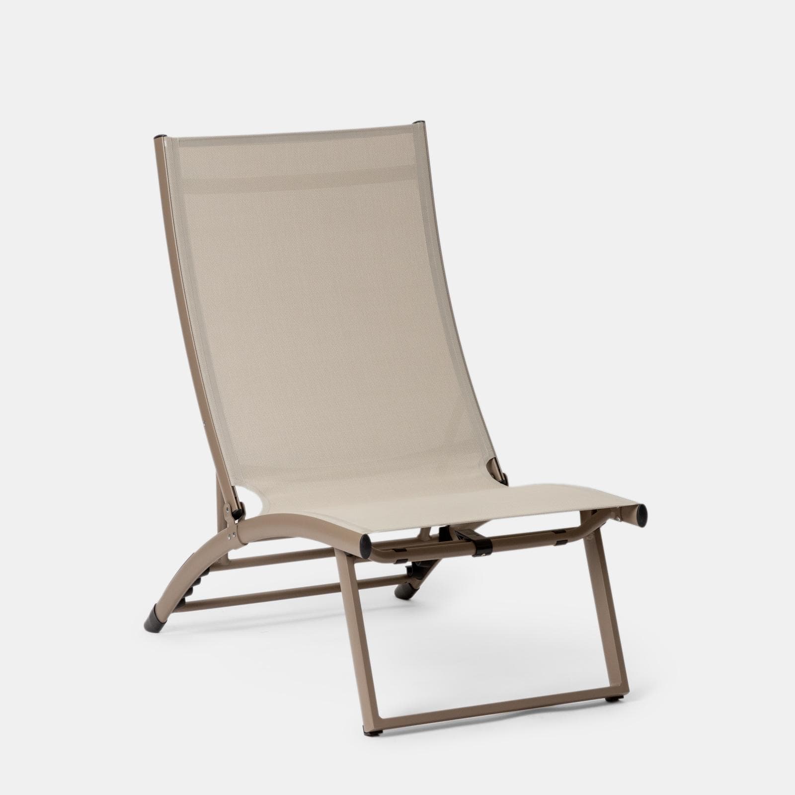 Set relax due poltrone in textilene e tavolino da caffè 44x43 cm in alluminio tortora - Jonit