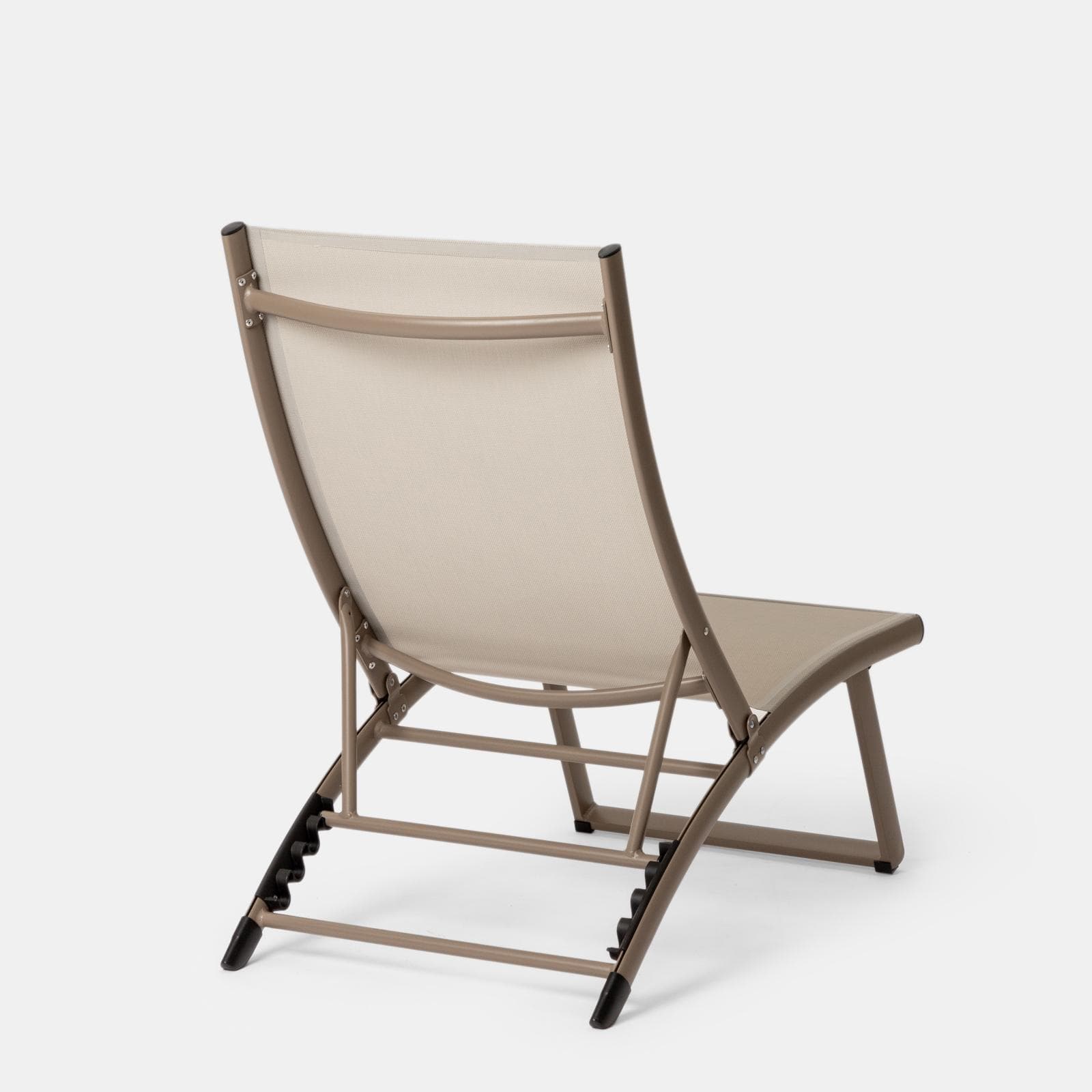 Set relax due poltrone in textilene e tavolino da caffè 44x43 cm in alluminio tortora - Jonit