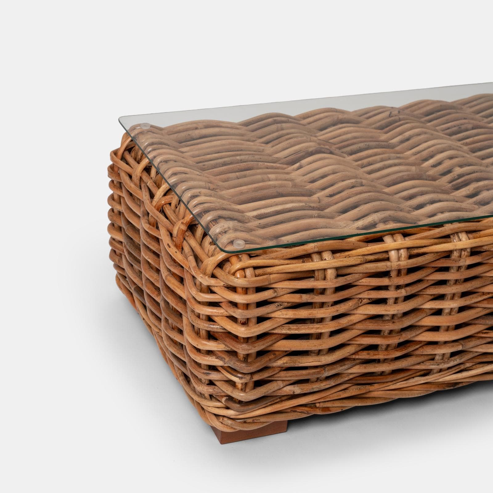 Set relax giardino con divano e tavolino 100x60 cm in rattan naturale - Daril