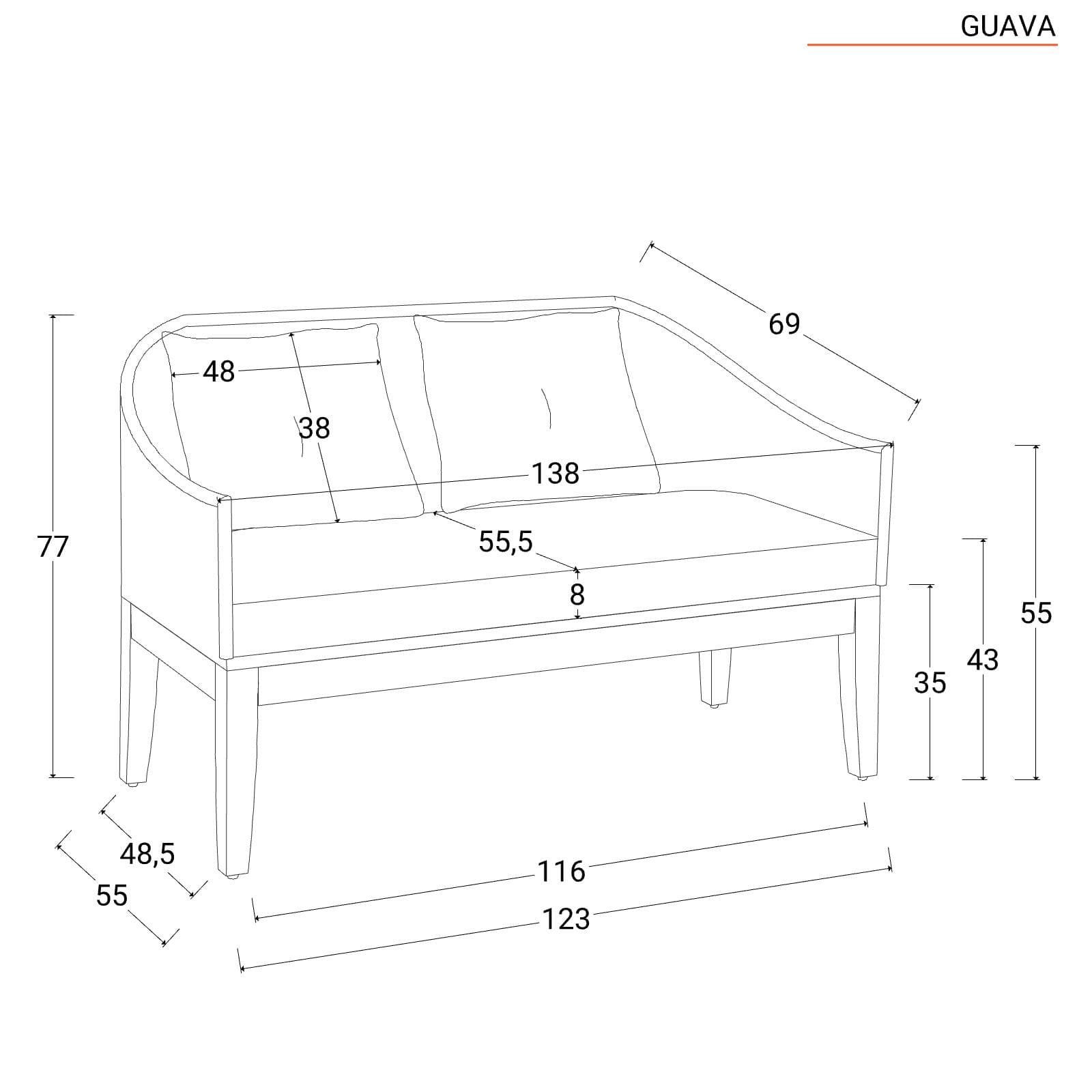 Set relax in polyrattan grigio e legno di acacia con cuscini - Guava