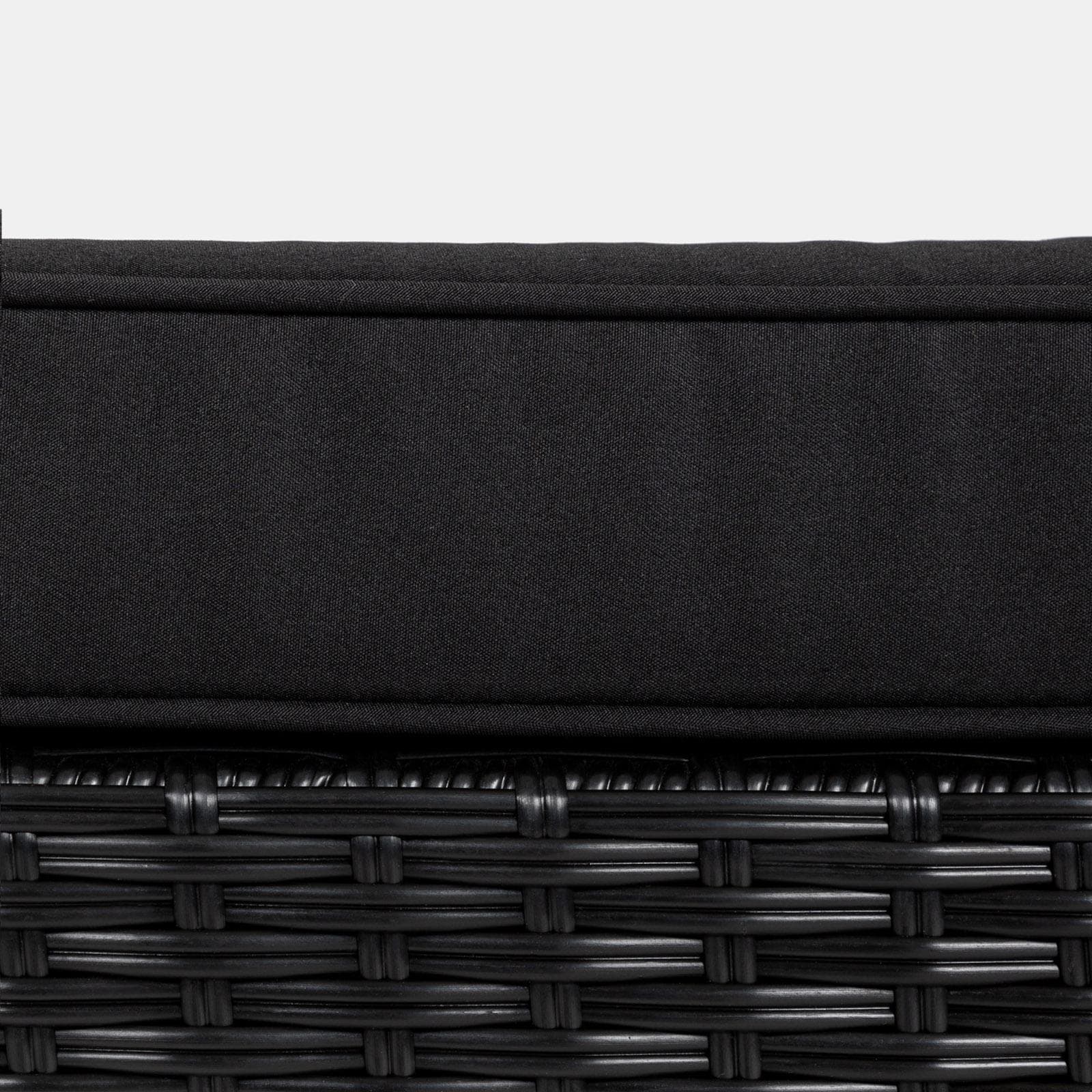 Set relax modulare divano 2 pouf e tavolino con top in vetro in polyrattan nero - Tropico