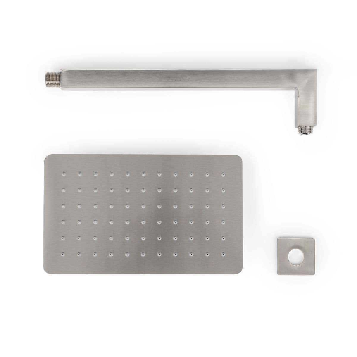 Set soffione ultraslim 25x15 cm con braccio doccia a gomito 35 cm spazzolato