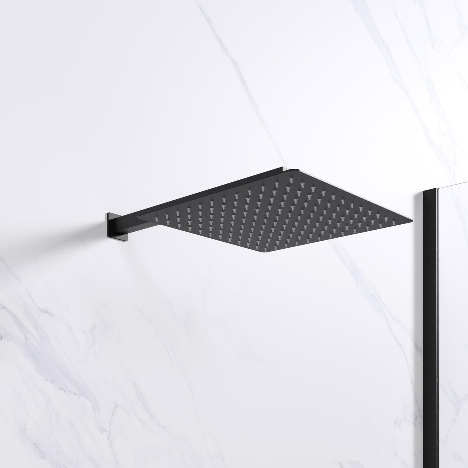 Set soffione ultraslim 30x30 cm con braccio doccia quadrato 40 cm nero opaco
