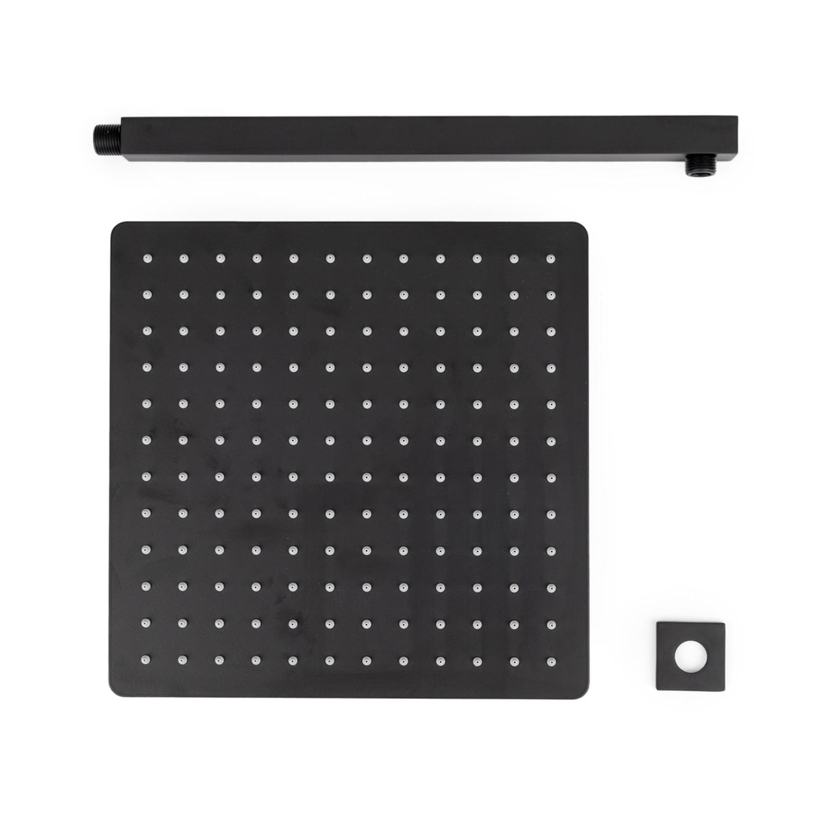 Set soffione ultraslim 30x30 cm con braccio doccia quadrato 40 cm nero opaco