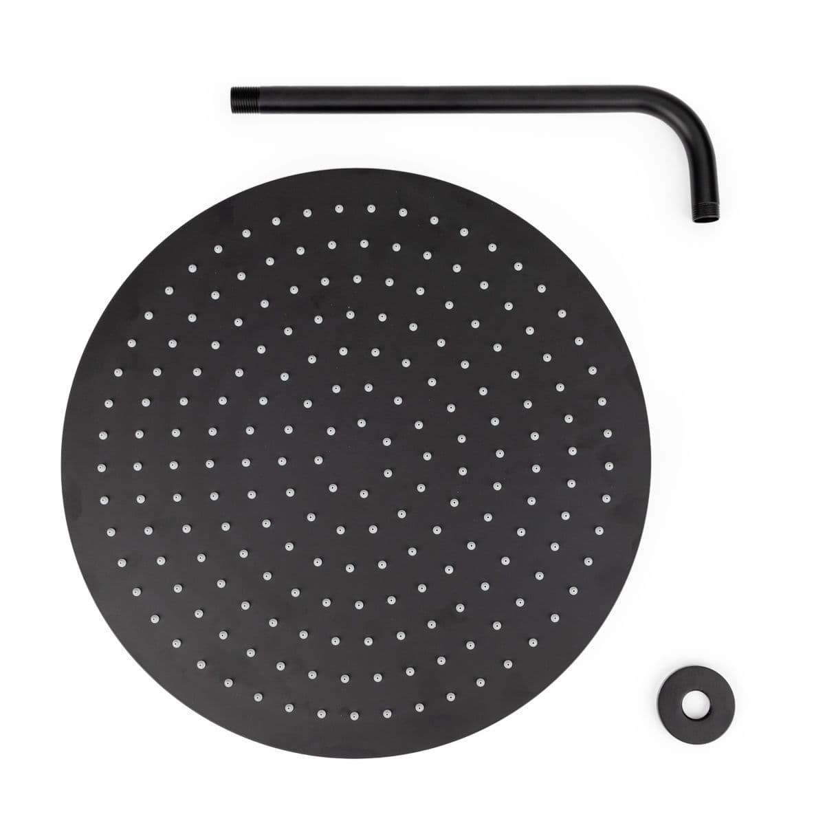 Set soffione ultraslim 40 cm con braccio doccia 35 cm nero opaco