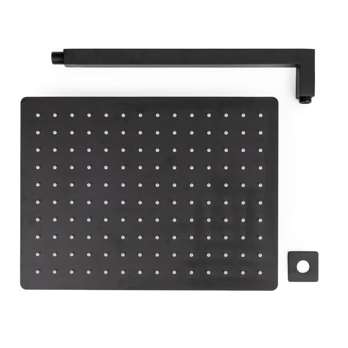 Set soffione ultraslim 40x30 cm con braccio doccia a gomito 40 cm nero opaco