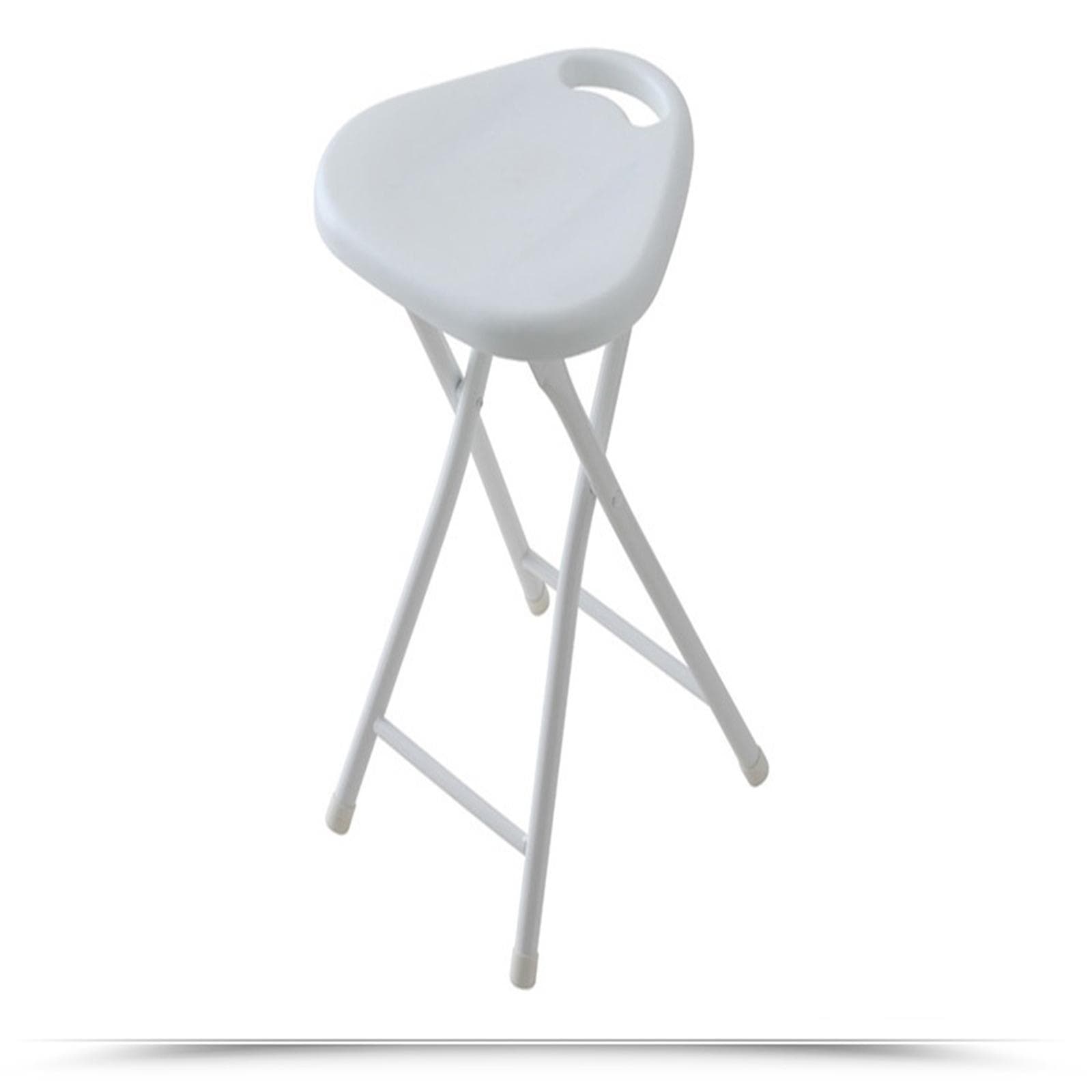 Sgabello pieghevole con seduta in abs e gambe in acciaio bianco