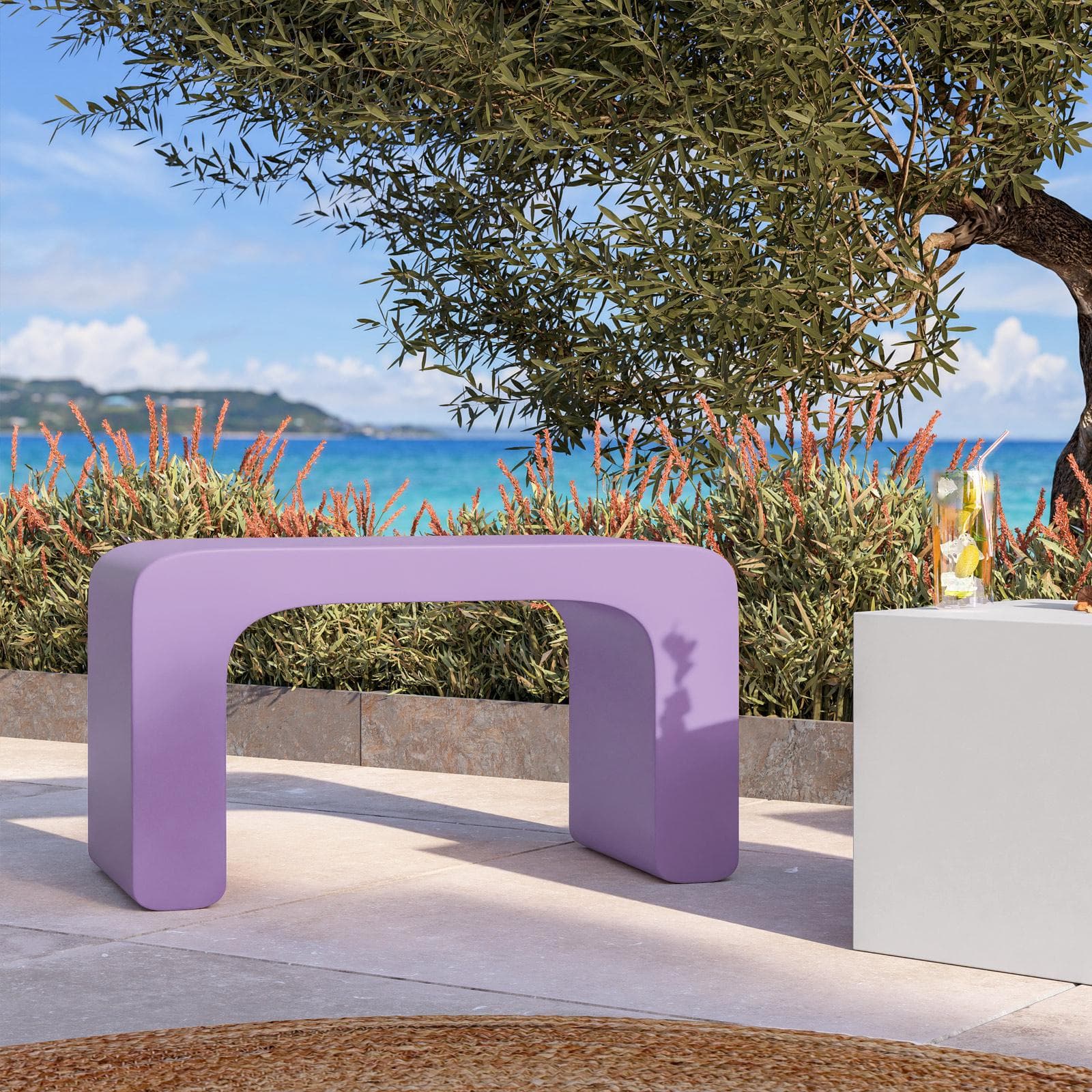 Sgabello da giardino 2 posti in polietilene glicine - Marinha
