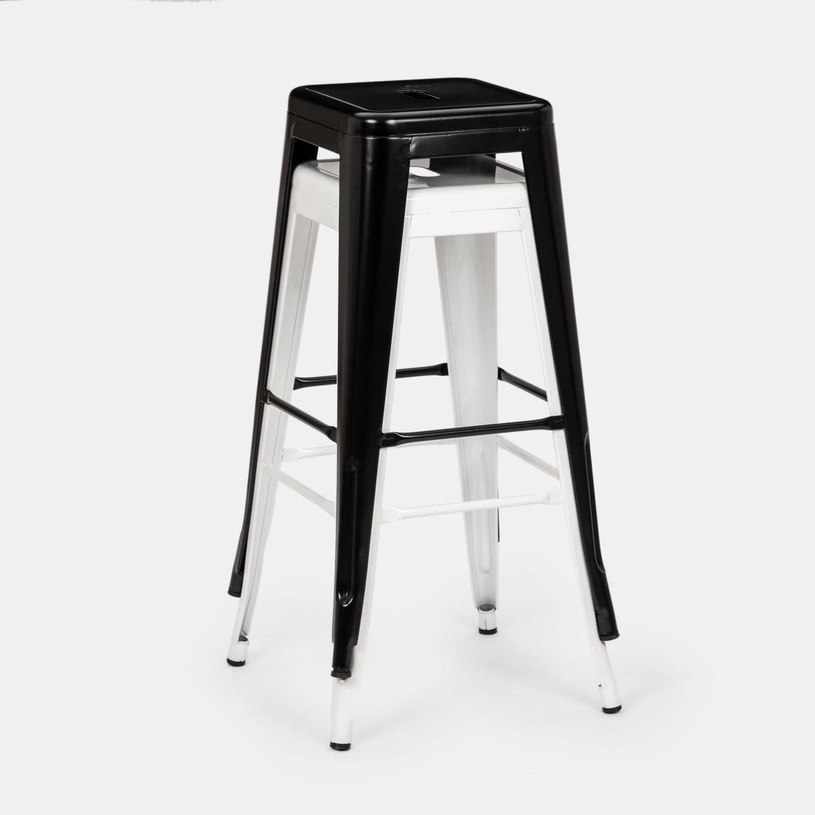 Sgabello da giardino impilabile stile industrial in metallo bianco - Farley