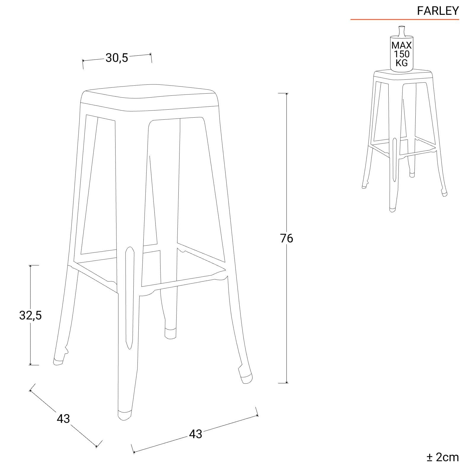 Sgabello da giardino impilabile stile industrial in metallo bianco - Farley