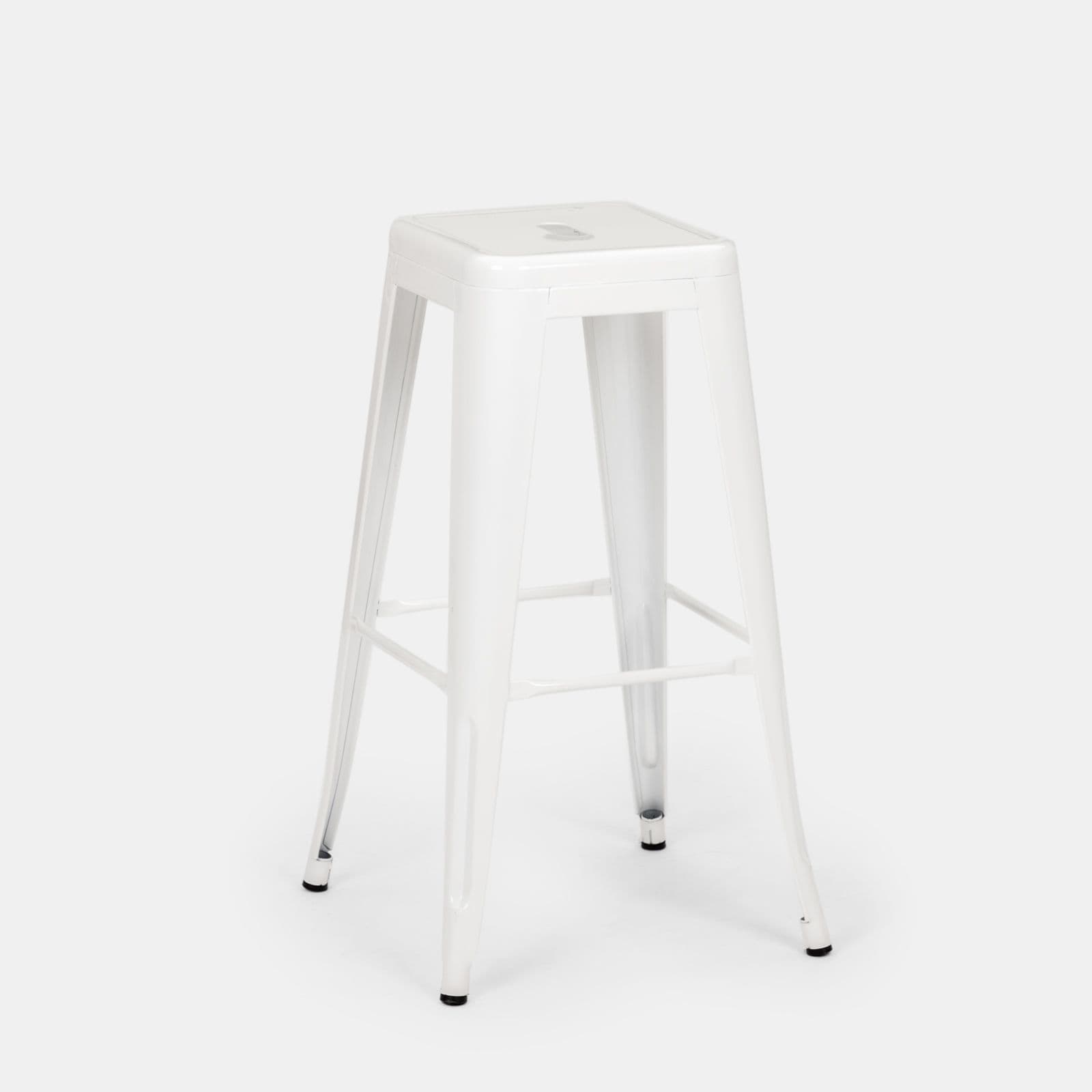 Sgabello da giardino impilabile stile industrial in metallo bianco - Farley