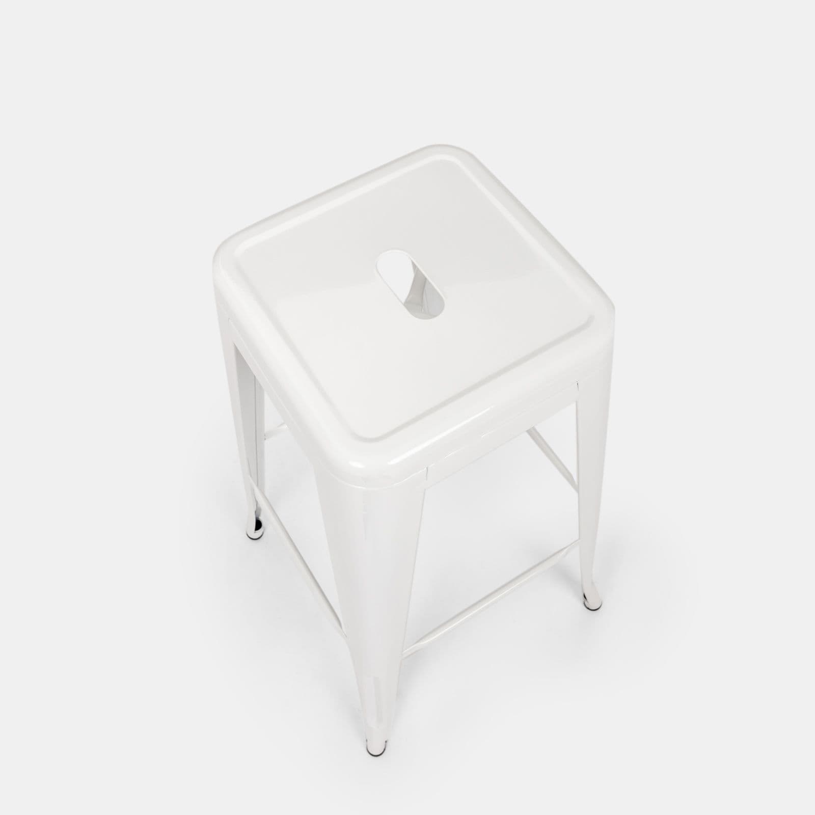 Sgabello da giardino impilabile stile industrial in metallo bianco - Farley