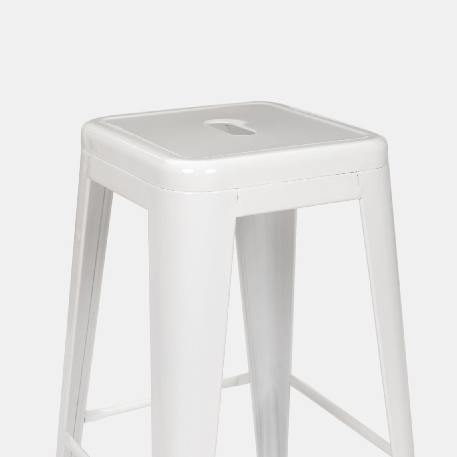 Sgabello da giardino impilabile stile industrial in metallo bianco - Farley
