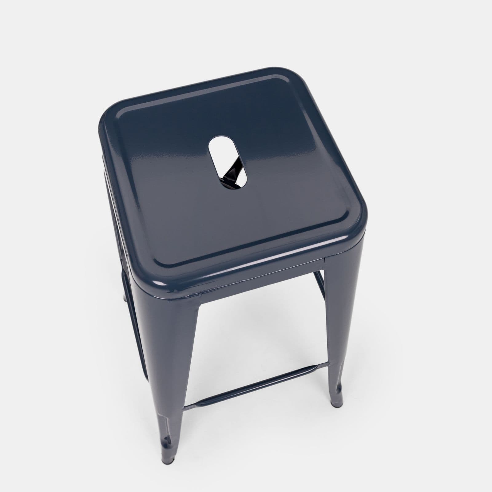 Sgabello da giardino impilabile stile industrial in metallo blu notte - Farley