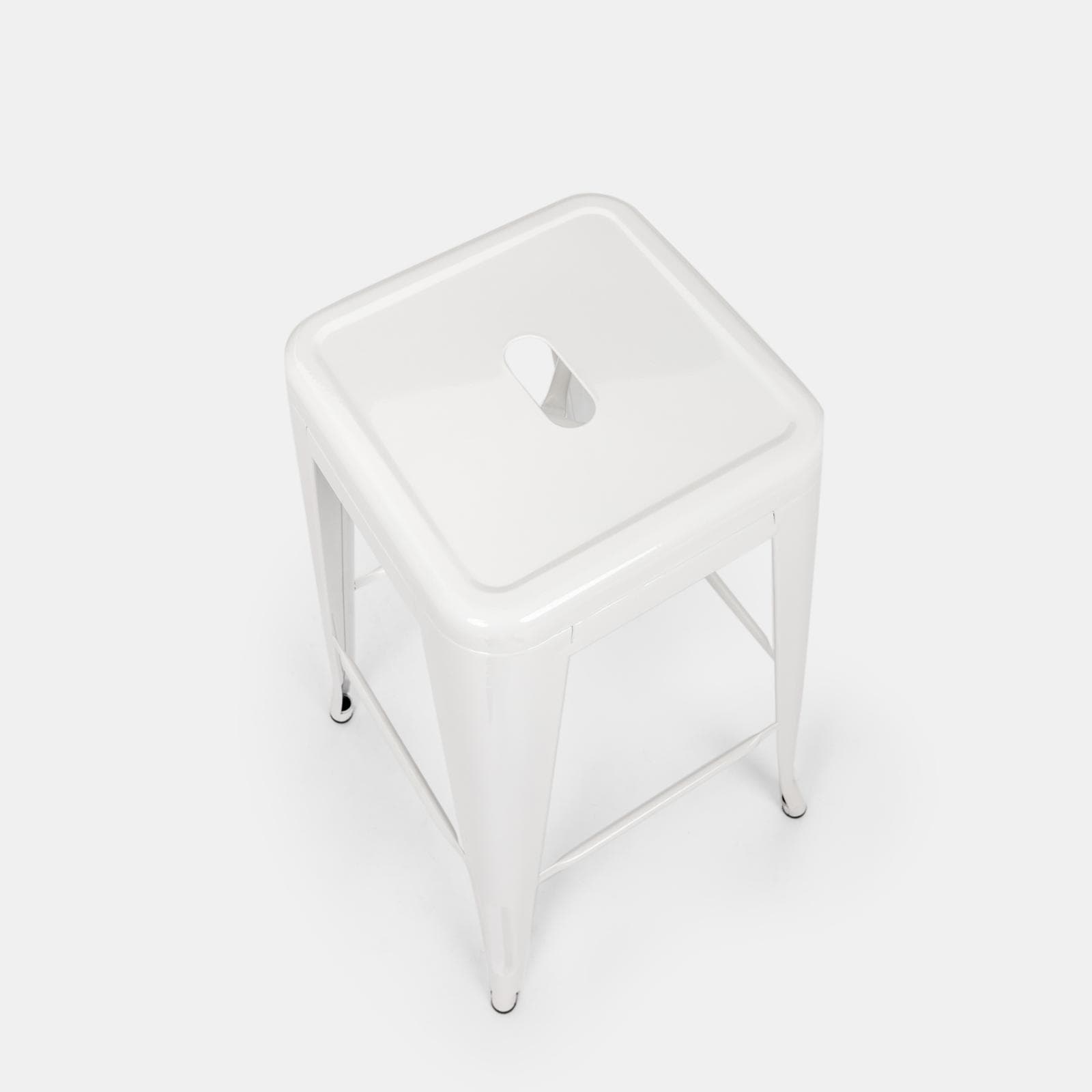 Sgabello impilabile stile industrial in metallo bianco - Farley
