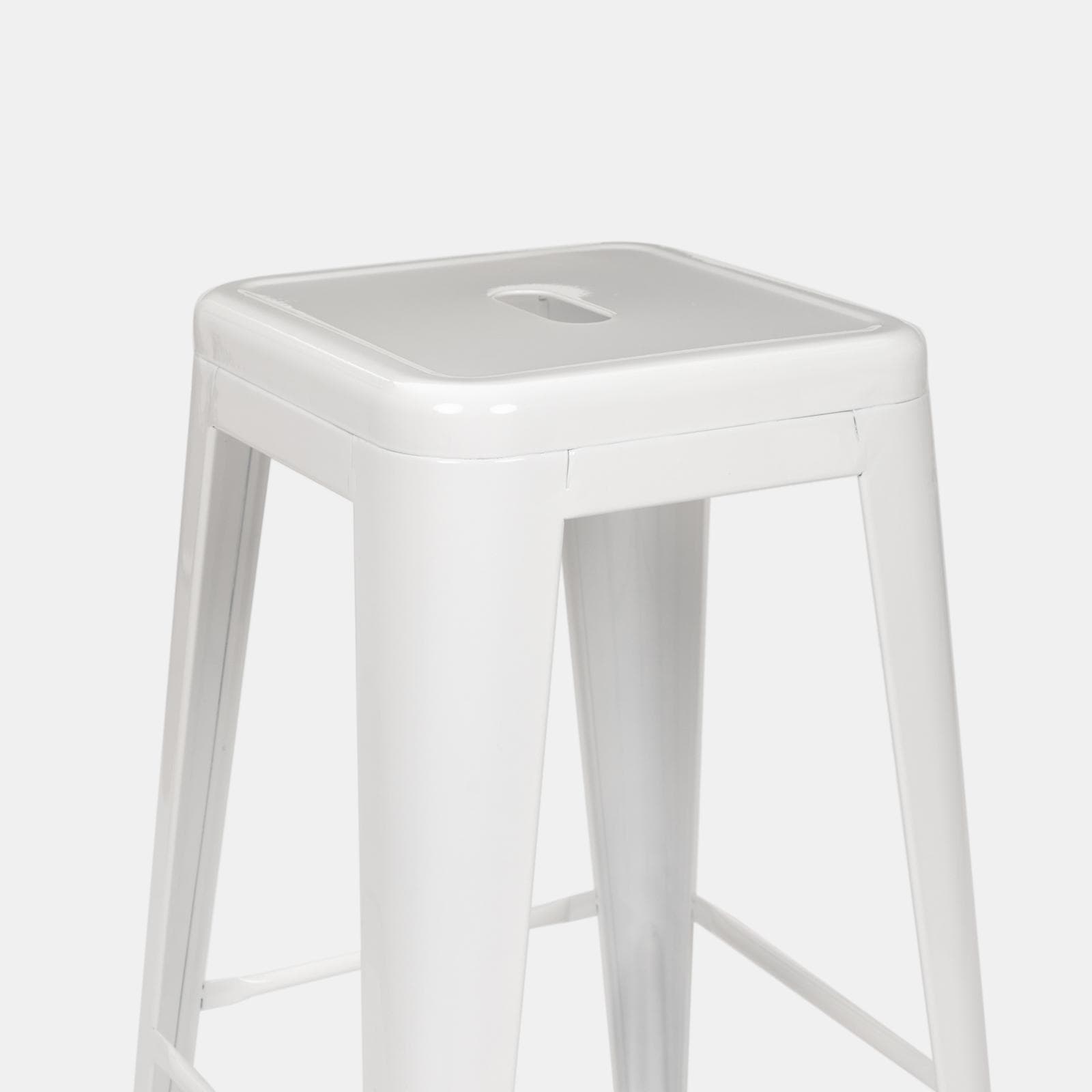 Sgabello impilabile stile industrial in metallo bianco - Farley