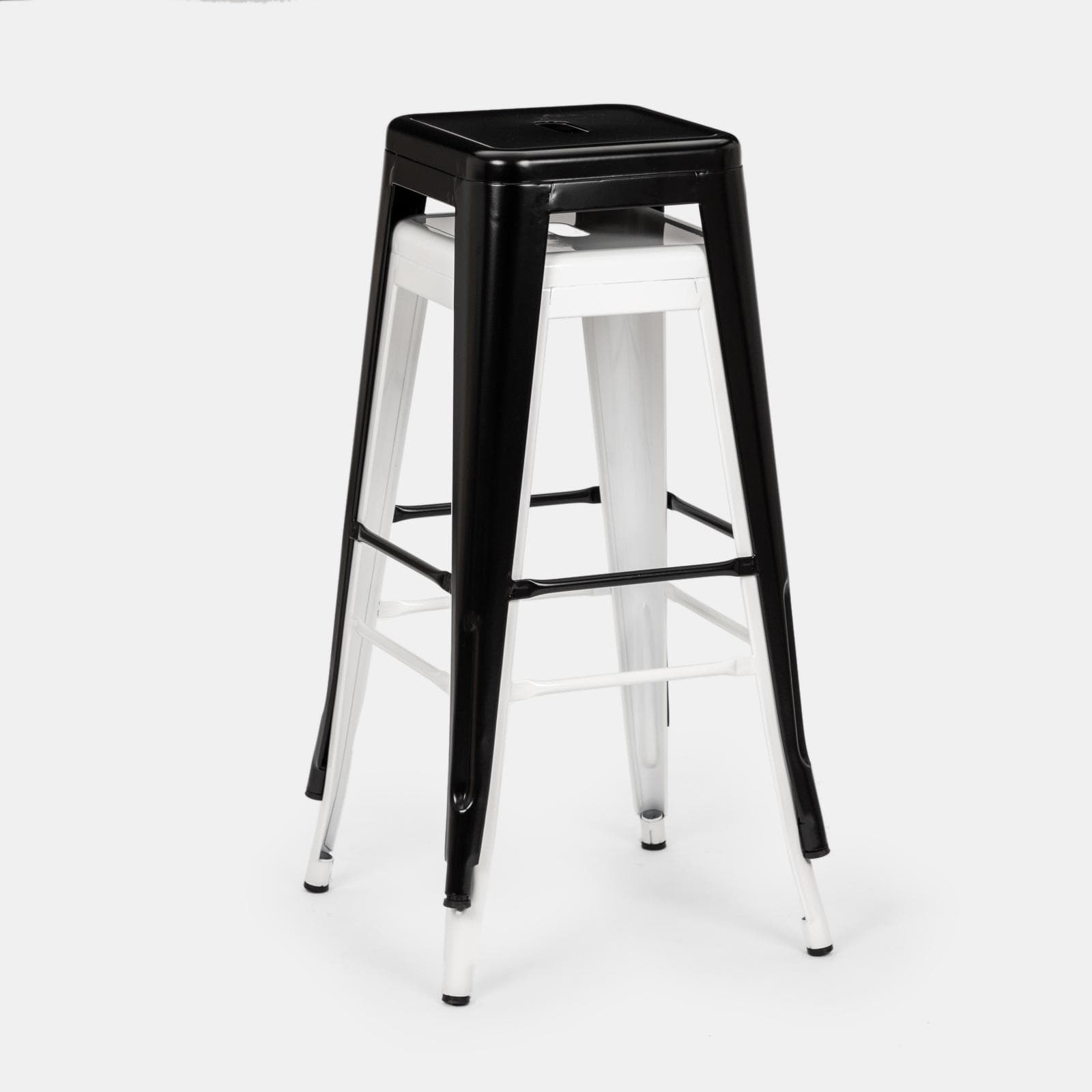Sgabello impilabile stile industrial in metallo bianco - Farley