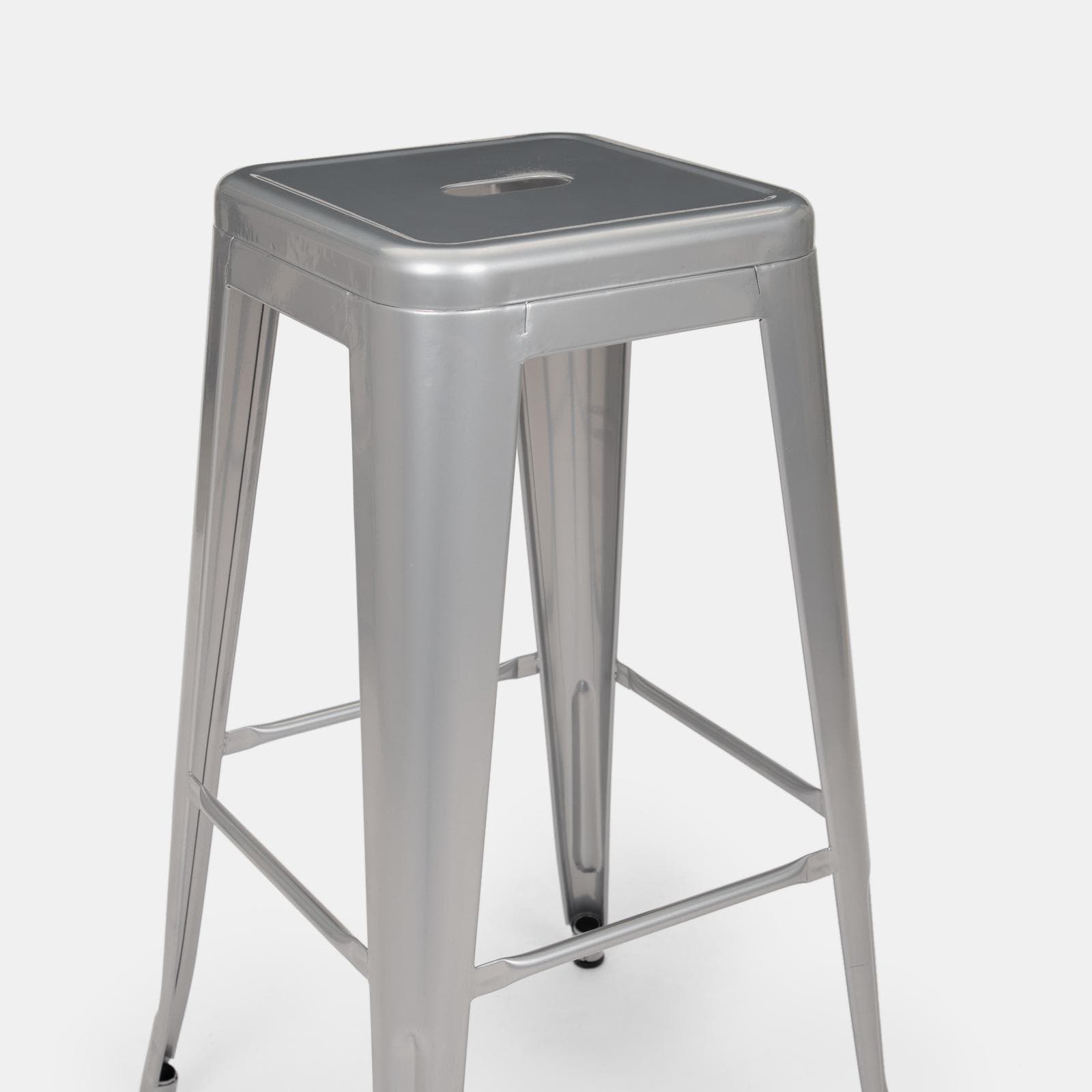 Sgabello impilabile stile industrial in metallo grigio - Farley
