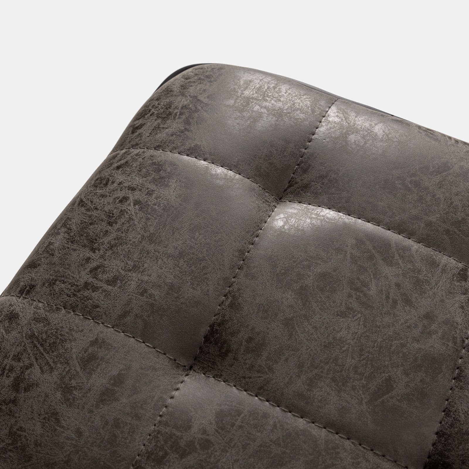 Sgabello in similpelle trapuntato grigio con base nera ed altezza regolabile - Kerm