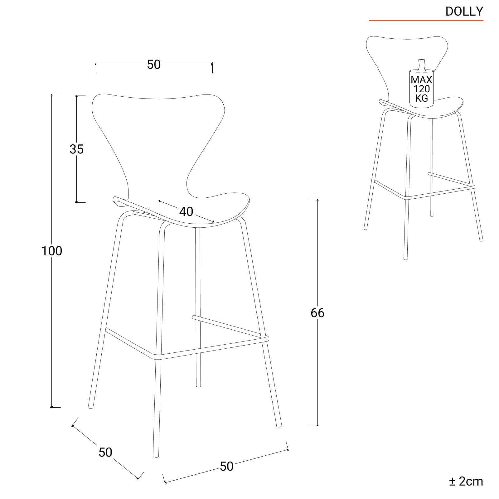 Sgabello velluto crema con gambe cromo - Dolly
