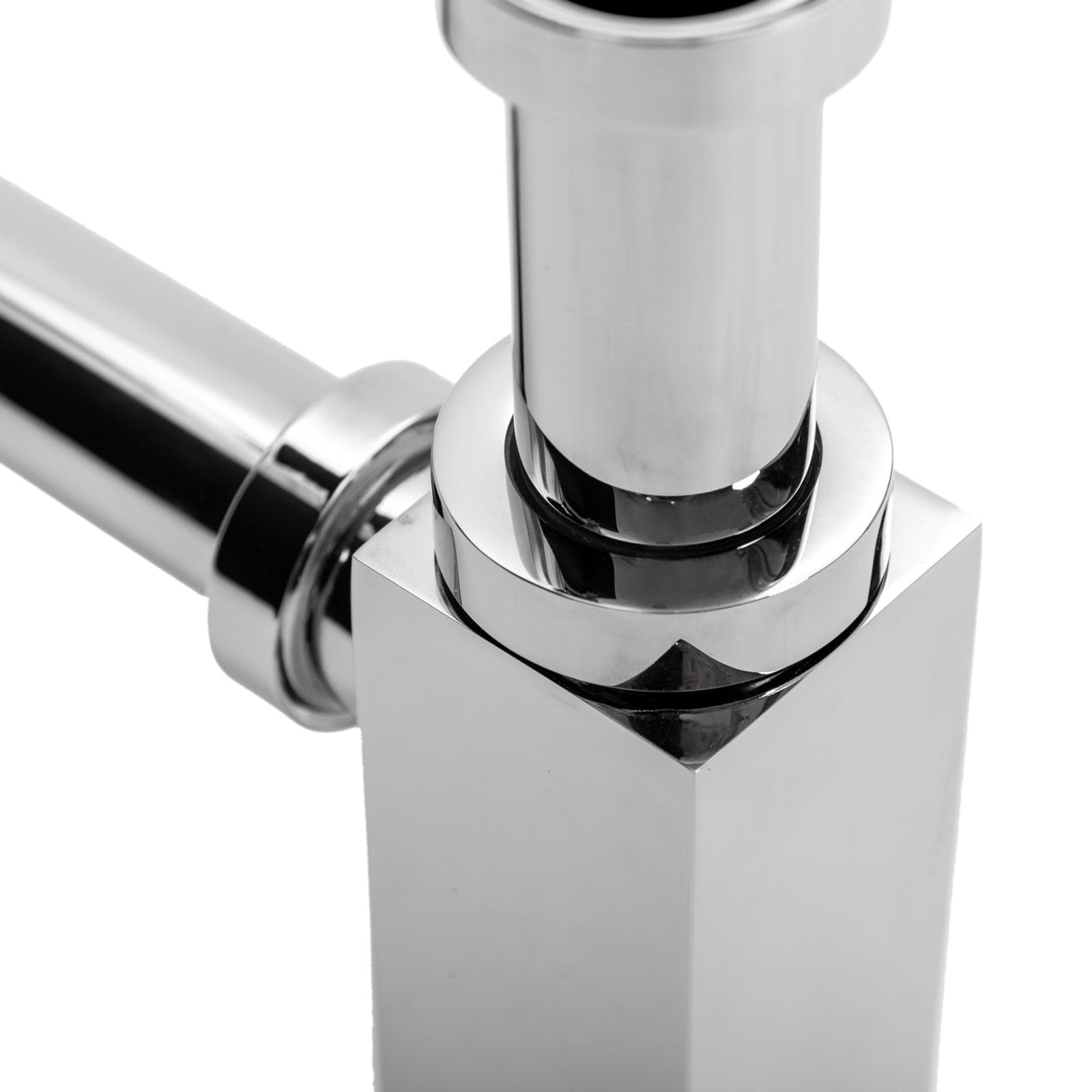Sifone di scarico quadrato ottone cromato universale per lavabi sospesi o appoggio con regolazione 130/300 mm