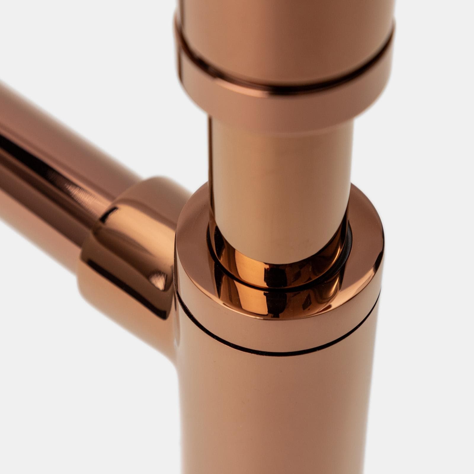 Sifone di scarico universale per lavabi appoggio o sospesi in ottone oro rosa lucido
