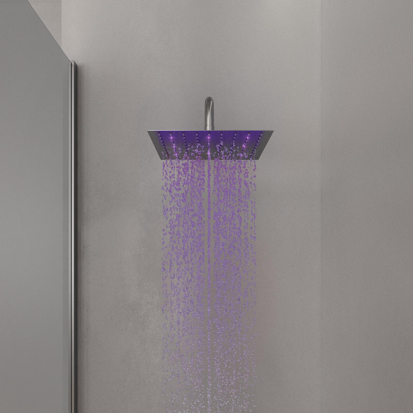 Soffione doccia a led 30x30 cm acciaio ultraslim finitura a specchio - Acq+