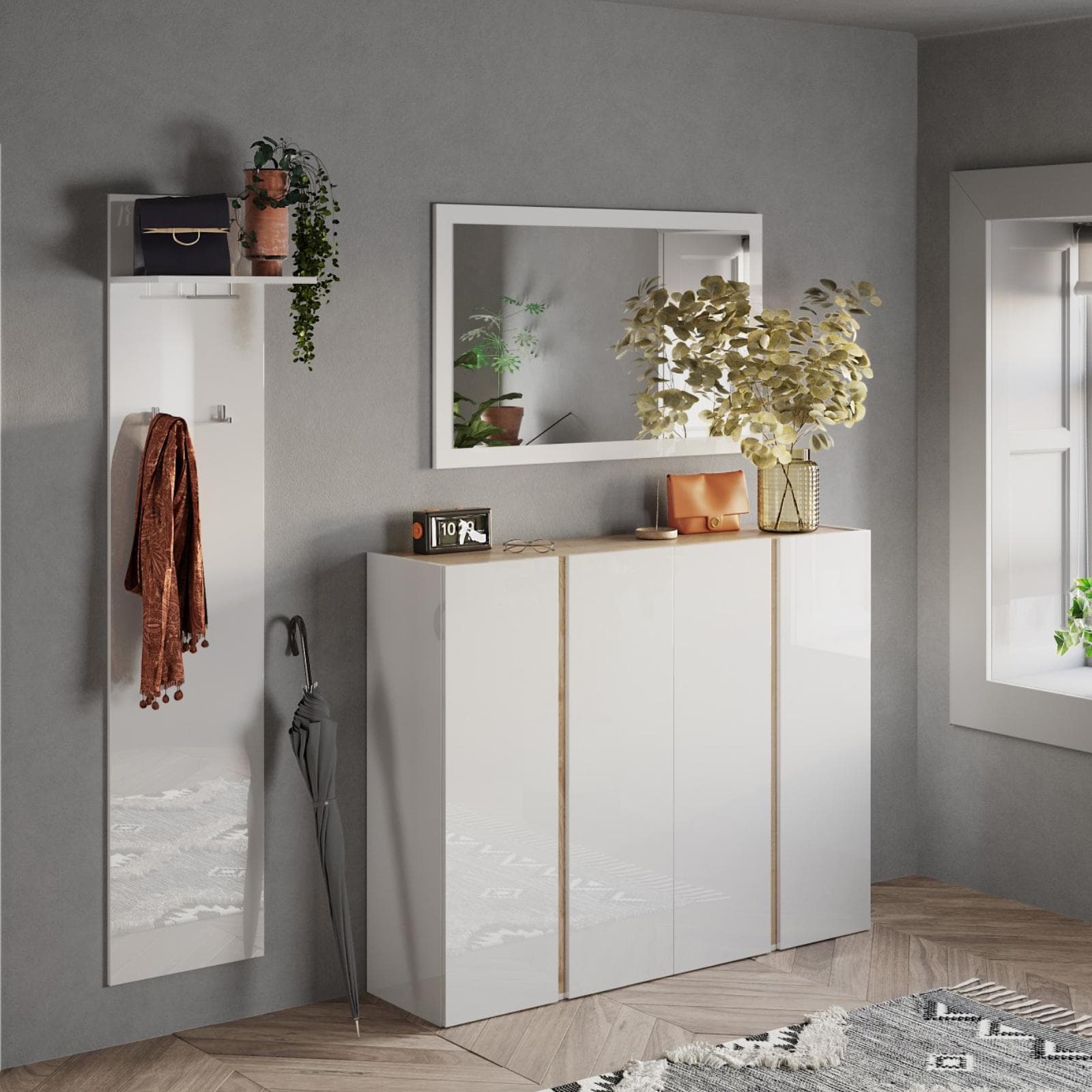 Specchiera 110x68h cm con cornice bianco lucido - Blake