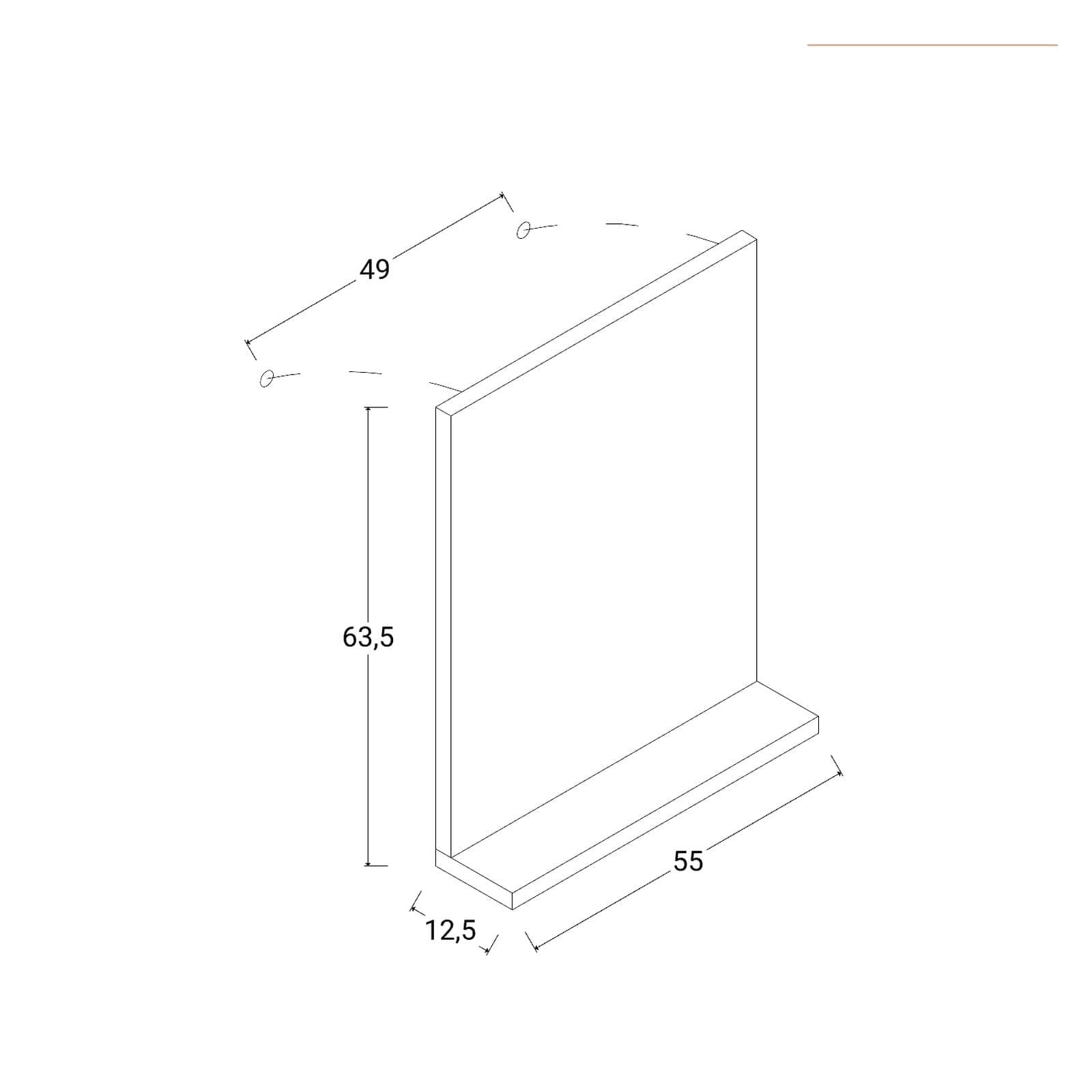 Specchiera bagno 55x63,5h cm con mensola d'appoggio tortora lucido - Ready