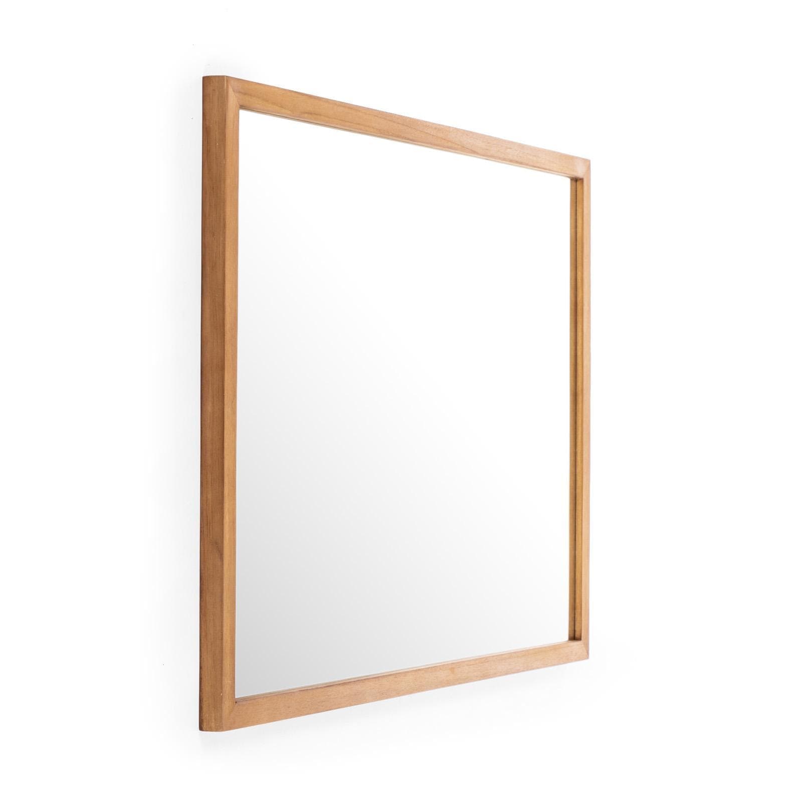Specchio 100x70 cm con cornice sottile in legno di teak