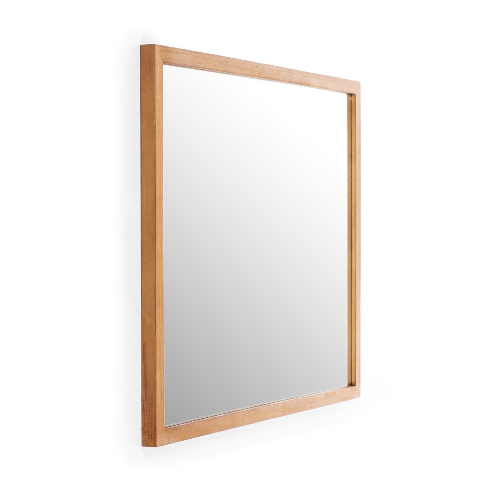 Specchio 90x70 cm con cornice sottile in legno di teak