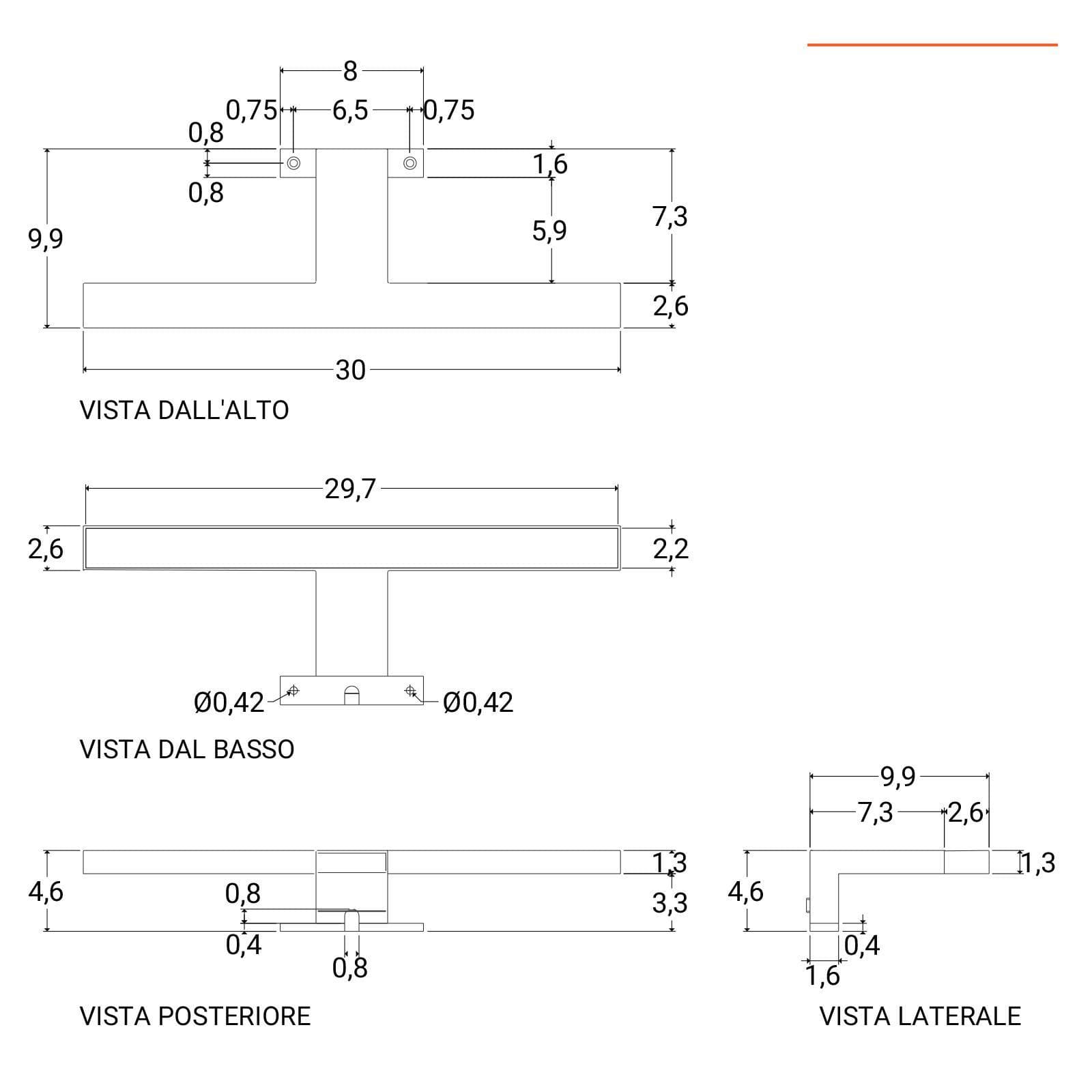 Specchio 70x90 cm reversibile con luce led da 30 cm inclusa - Raoled