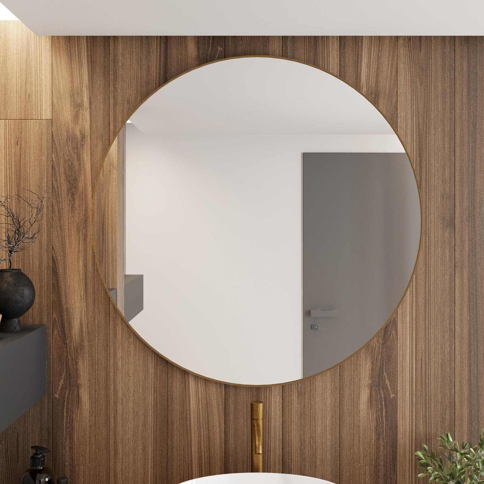 Specchio bagno 100 cm con cornice in alluminio oro bronzato - Talas