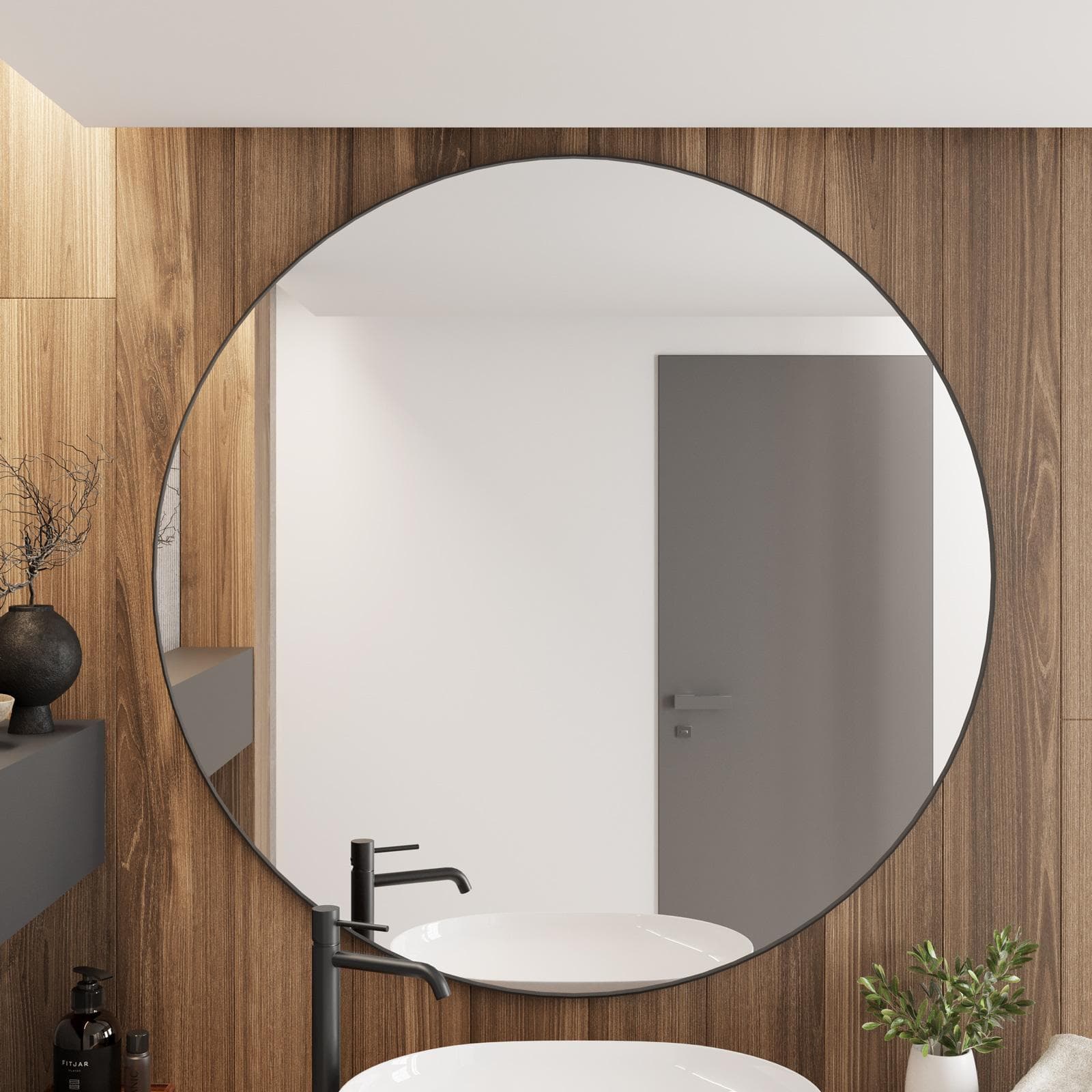 Specchio bagno 130 cm nero opaco con cornice in alluminio - Talas