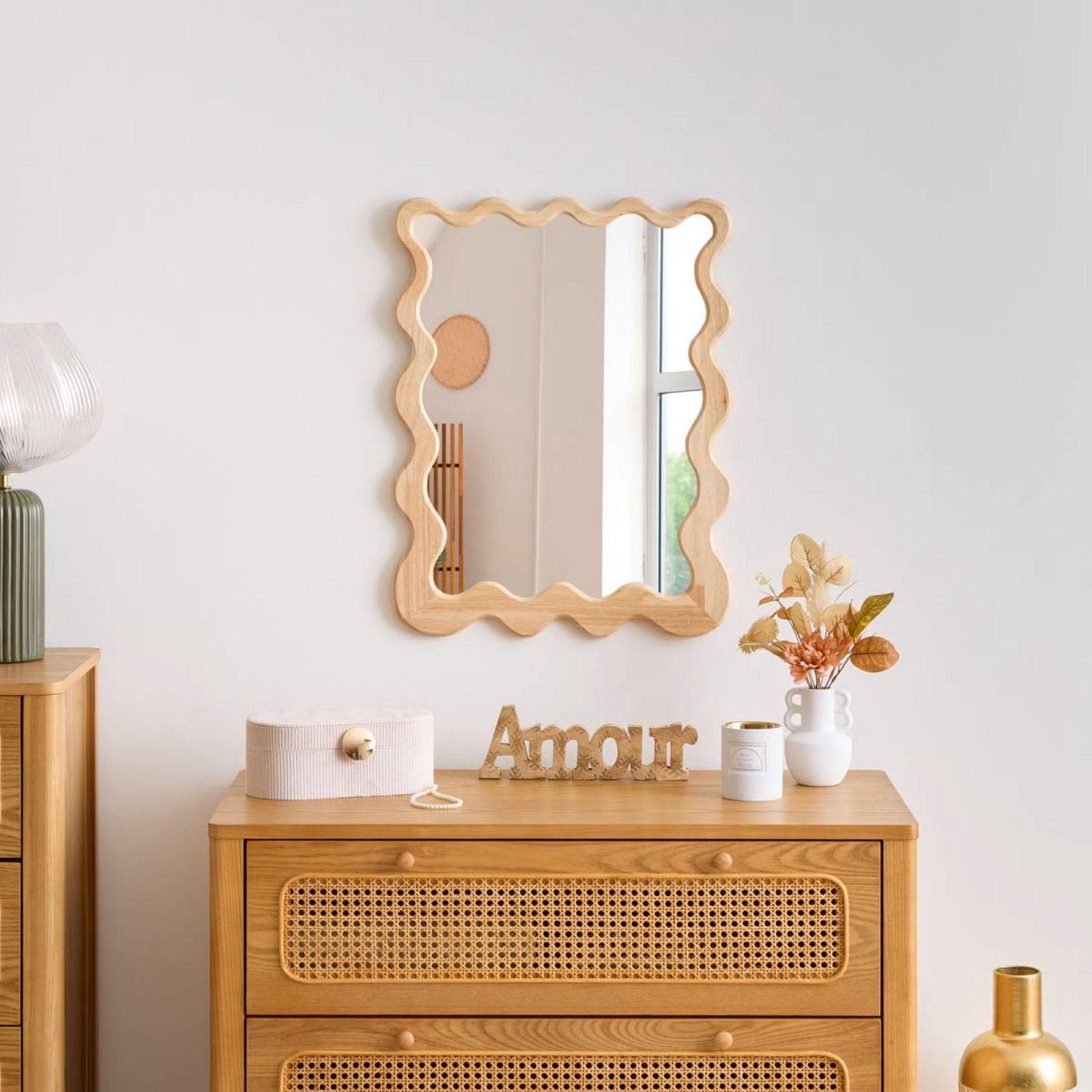 Specchio da interno 48x60h cm reversibile in legno di hevea naturale - Bruky