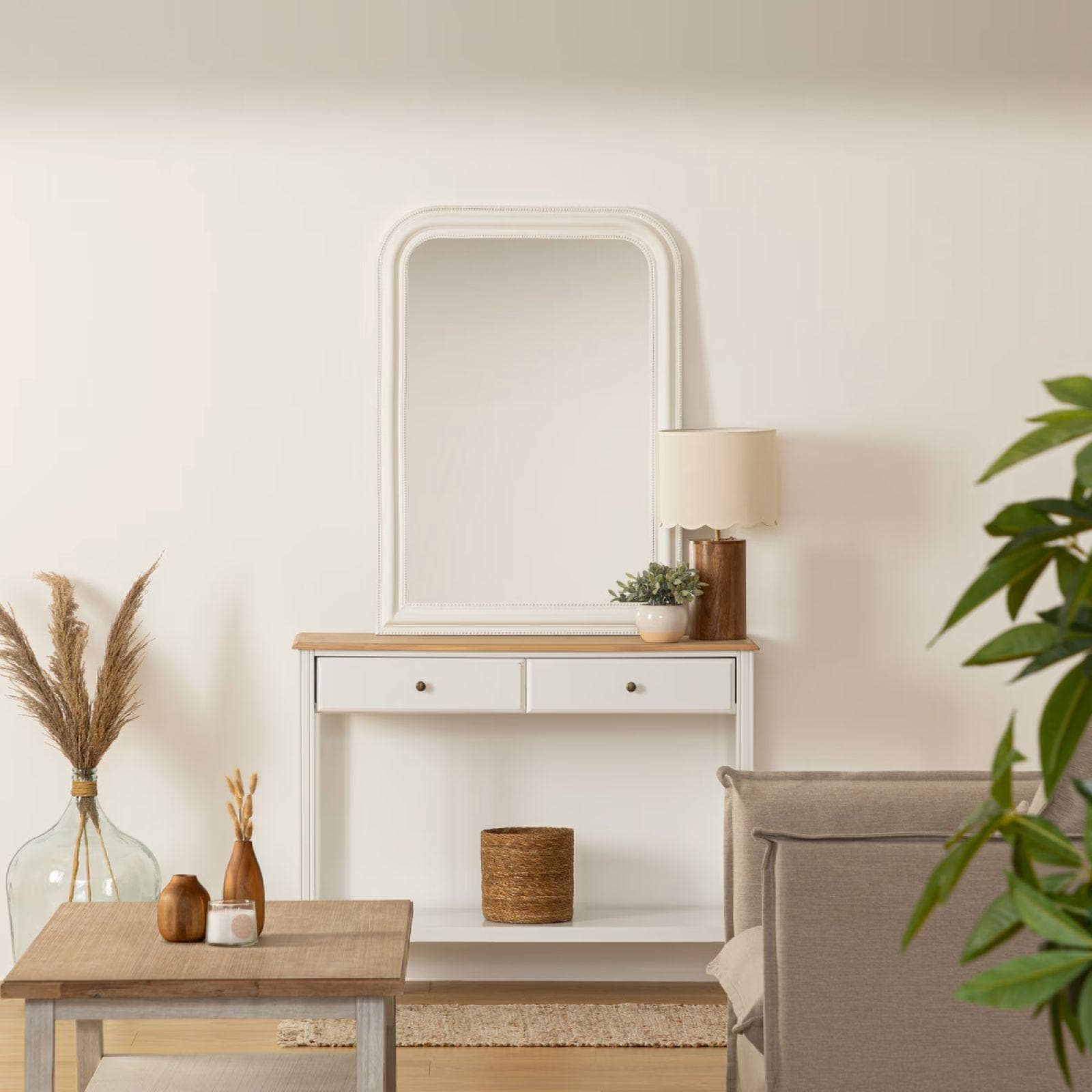 Specchio da interno 74x104h cm in legno bianco - Salomy