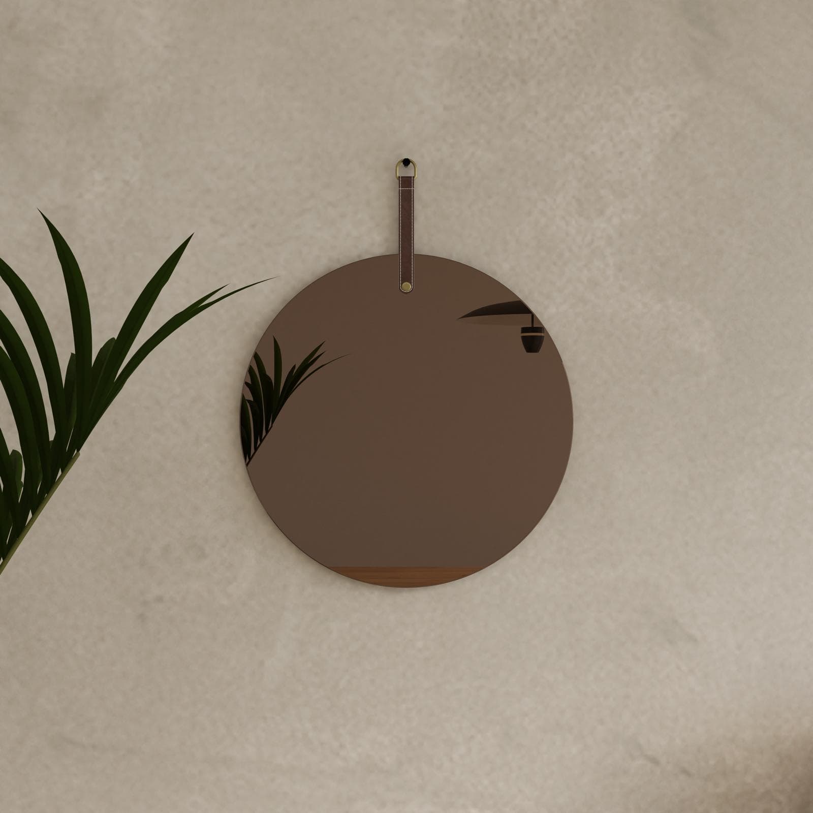 Specchio da parete 35x45h cm bronzato con cinghia in similpelle cuoio - Vame