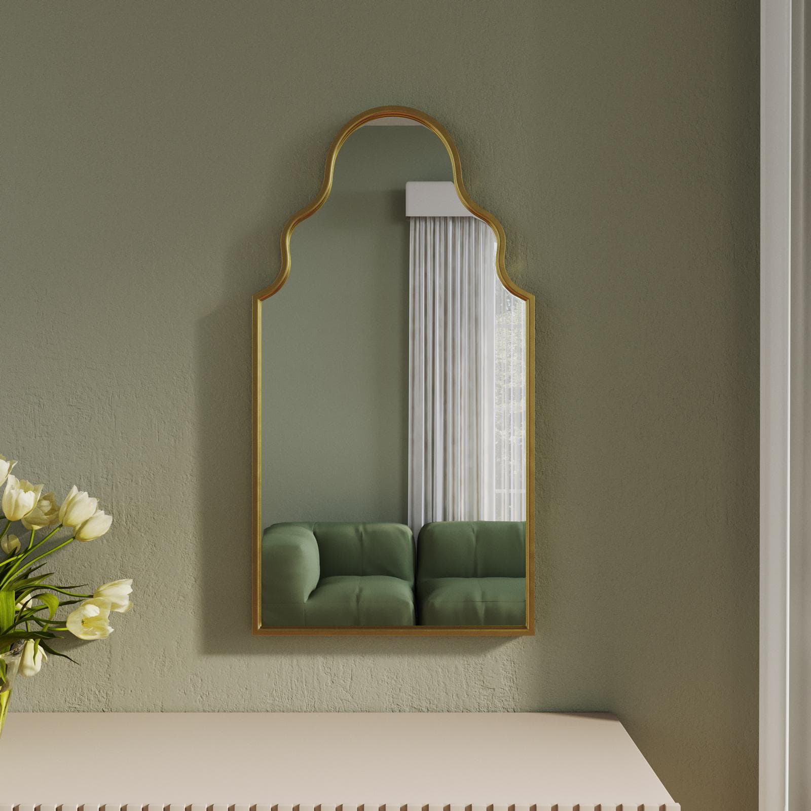 Specchio da parete 51x96h cm con cornice oro - Sorriso