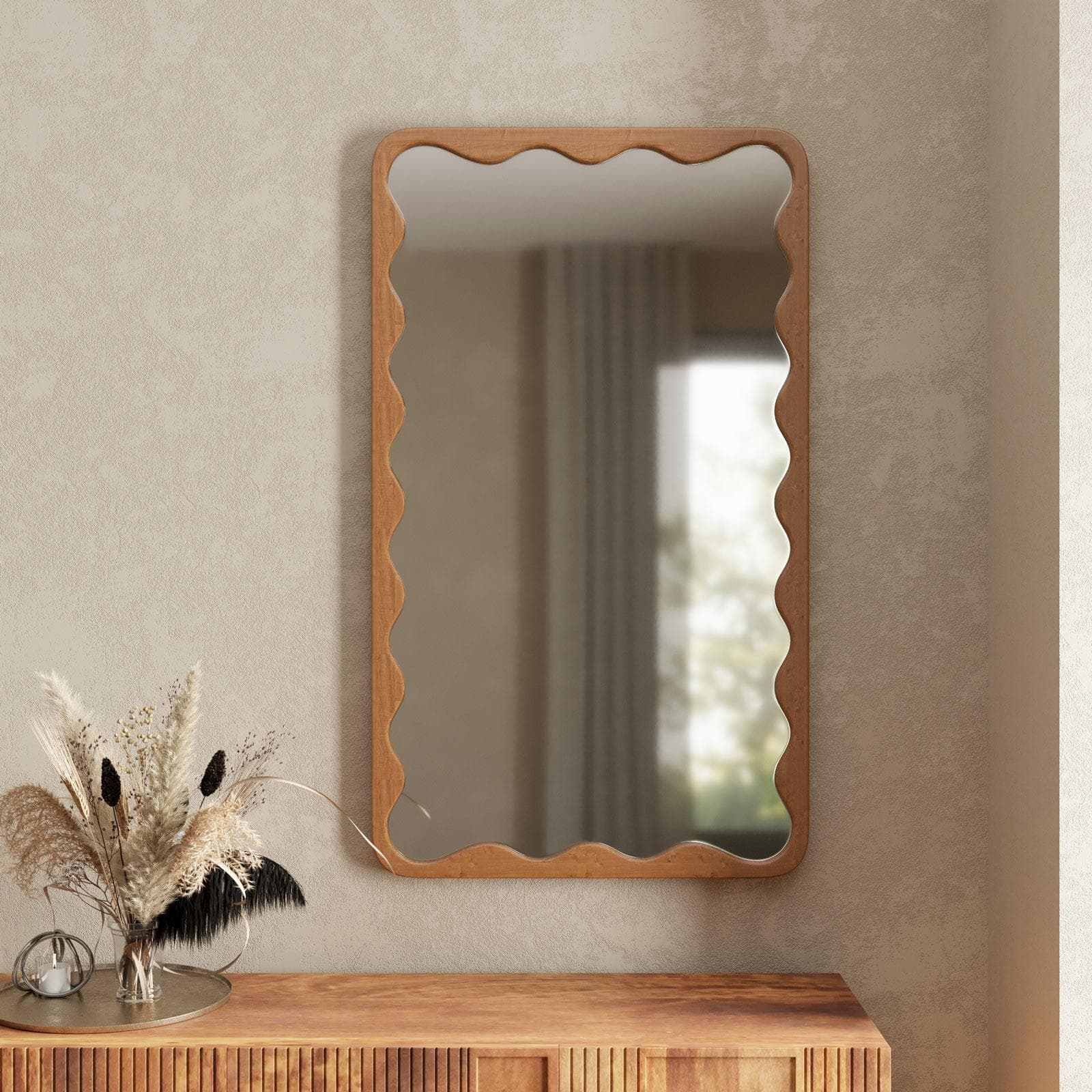 Specchio da parete 70x120h cm con cornice noce - Sanex