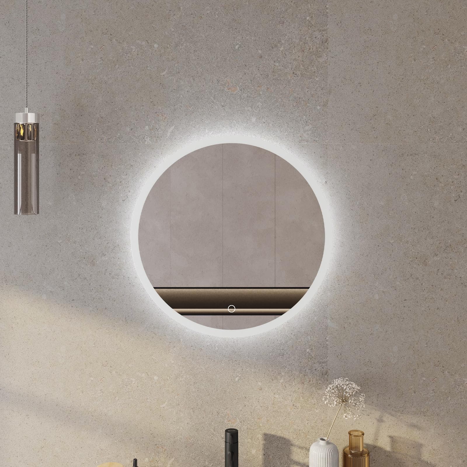 Specchio led Ø60 cm luce fredda retroilluminato - Selenite