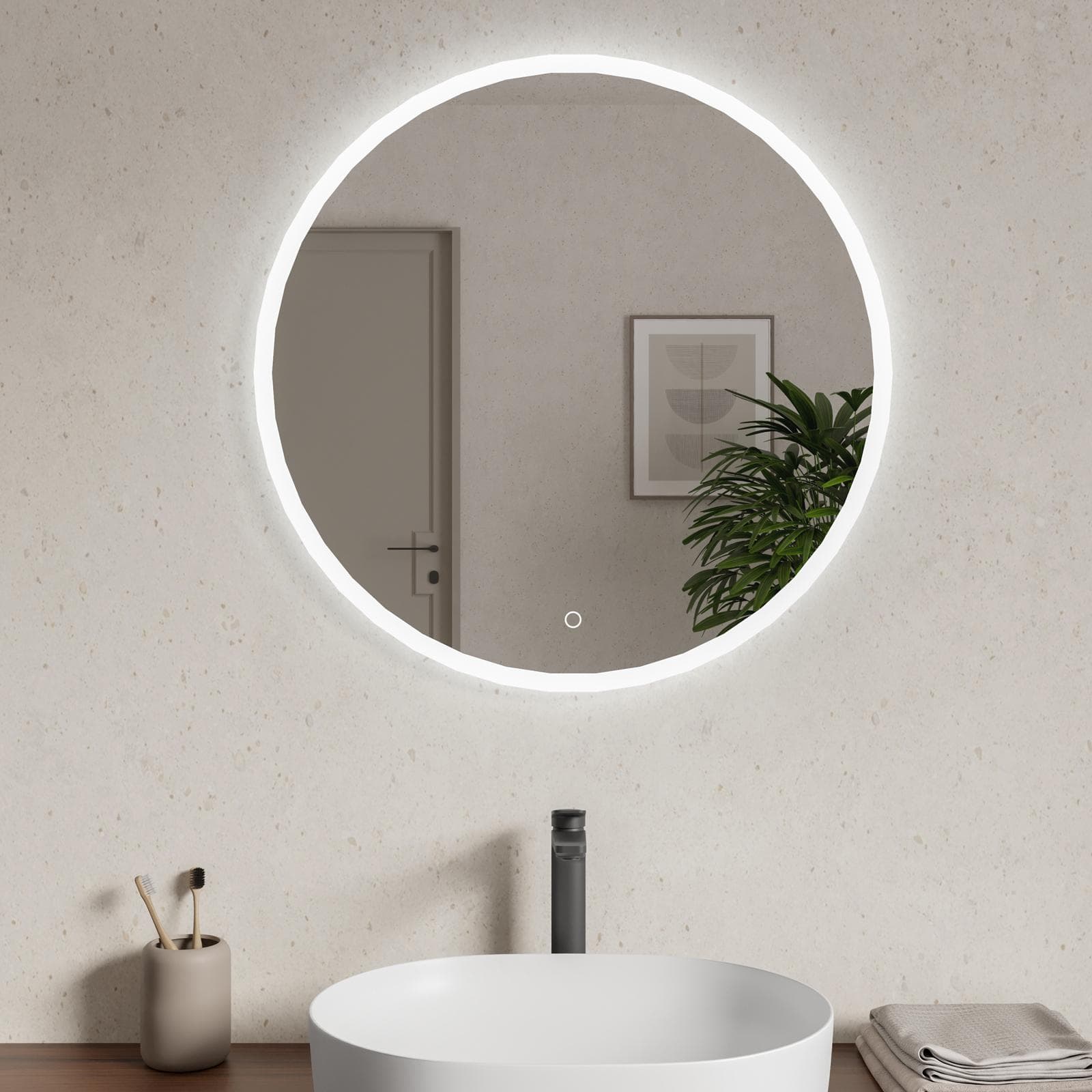 Specchio led 70 cm luce fredda con cornice e accensione touch - Pegaso